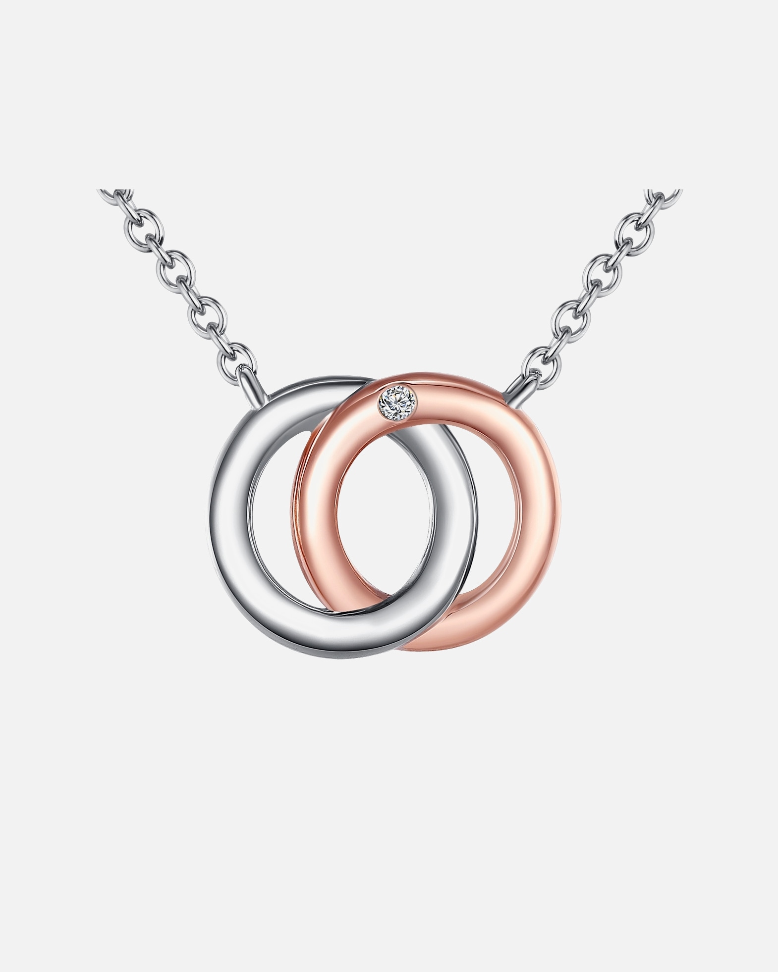 Naszyjnik dla Kobieta Diamentowy naszyjnik srebro wysokiej próby Diament srebro/różowe złoto 40 cm + 5 cm