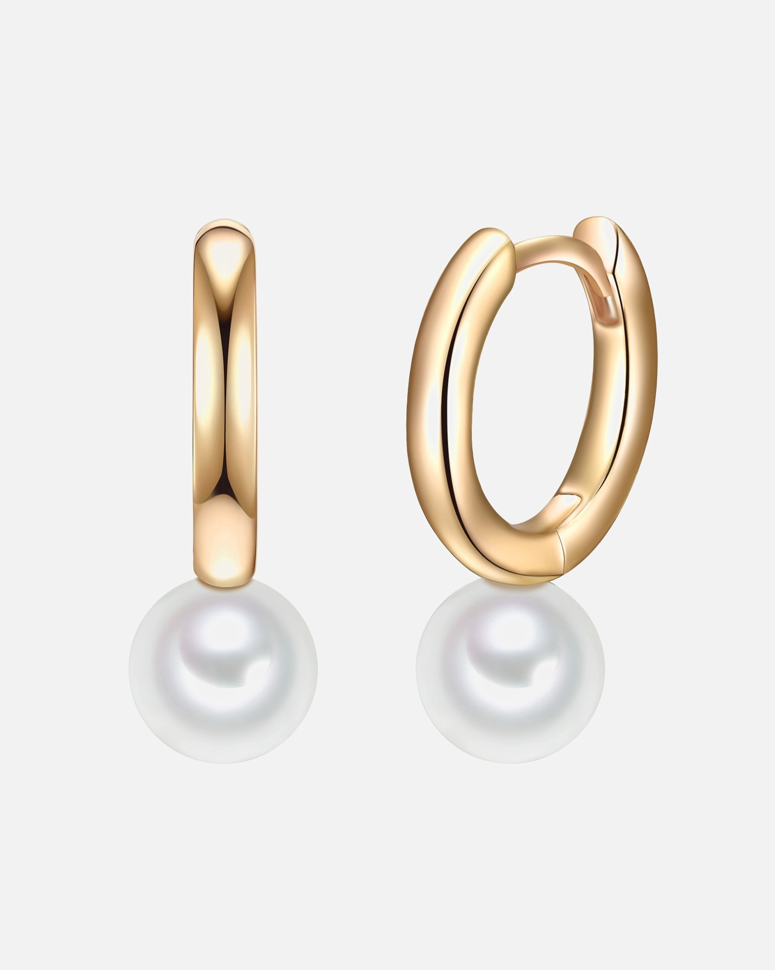 Obrączki dla Kobieta Srebrne kolczyki kreole srebro wysokiej próby Perła hodowlana słodkowodna żółte złoto 19,2 mm