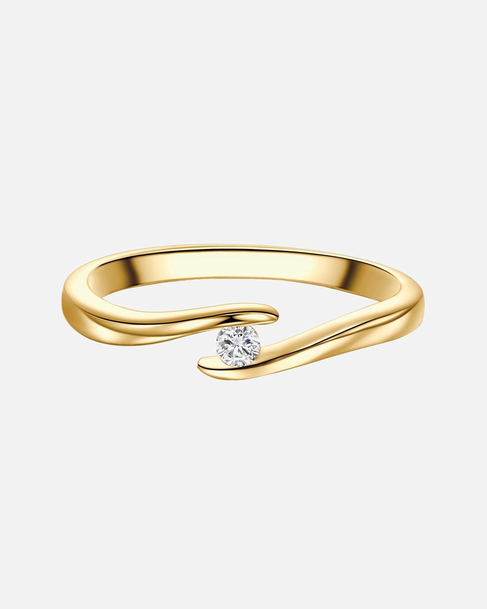 Pierścionek dla Kobieta Trilani Pierscionek Solitaire aus Sterling Silber in Gelbgold mit Zirkonia 60