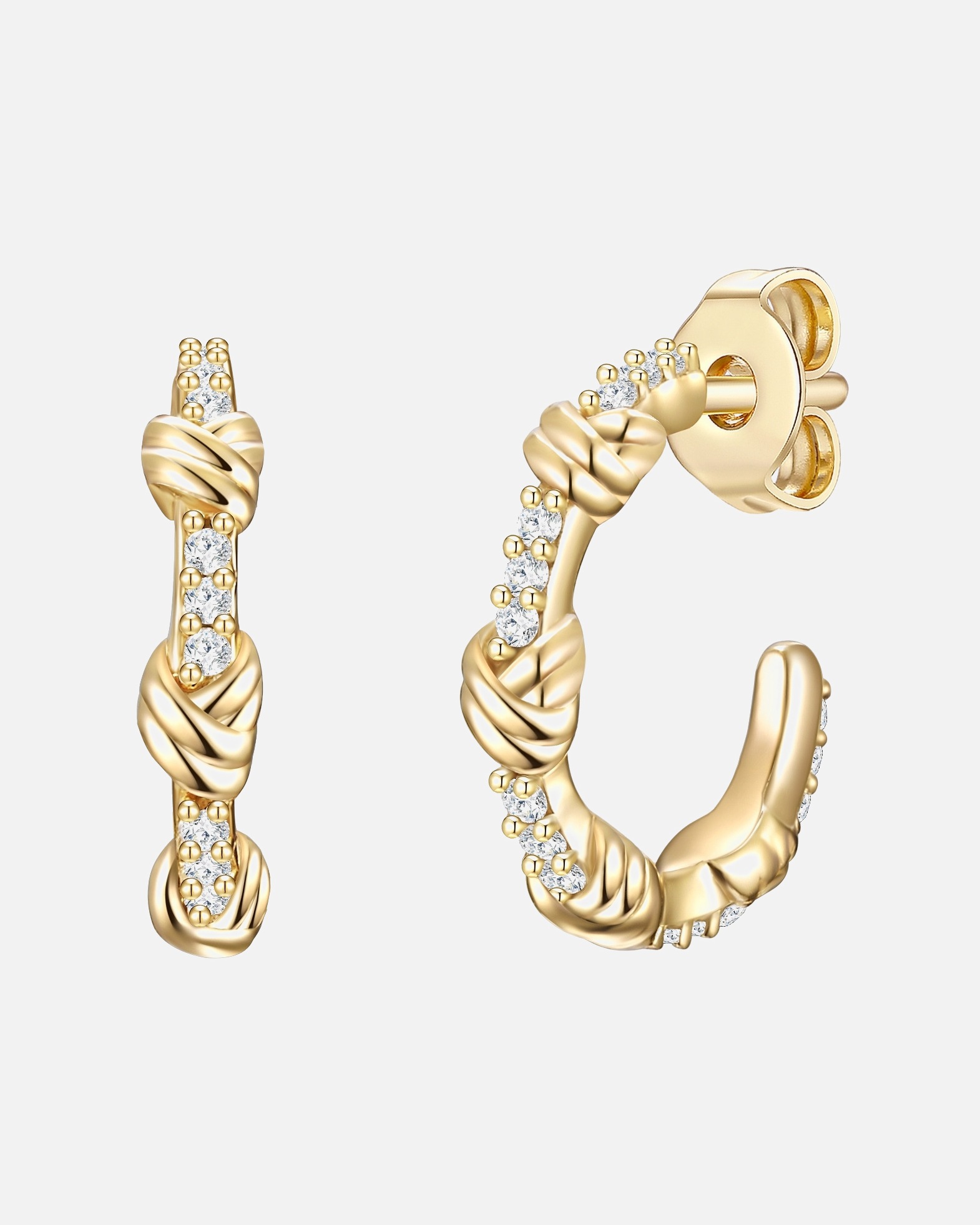 Kolczyki dla Kobieta Srebrne kolczyki kreole srebro wysokiej próby Cyrkonia żółte złoto 13,8 mm