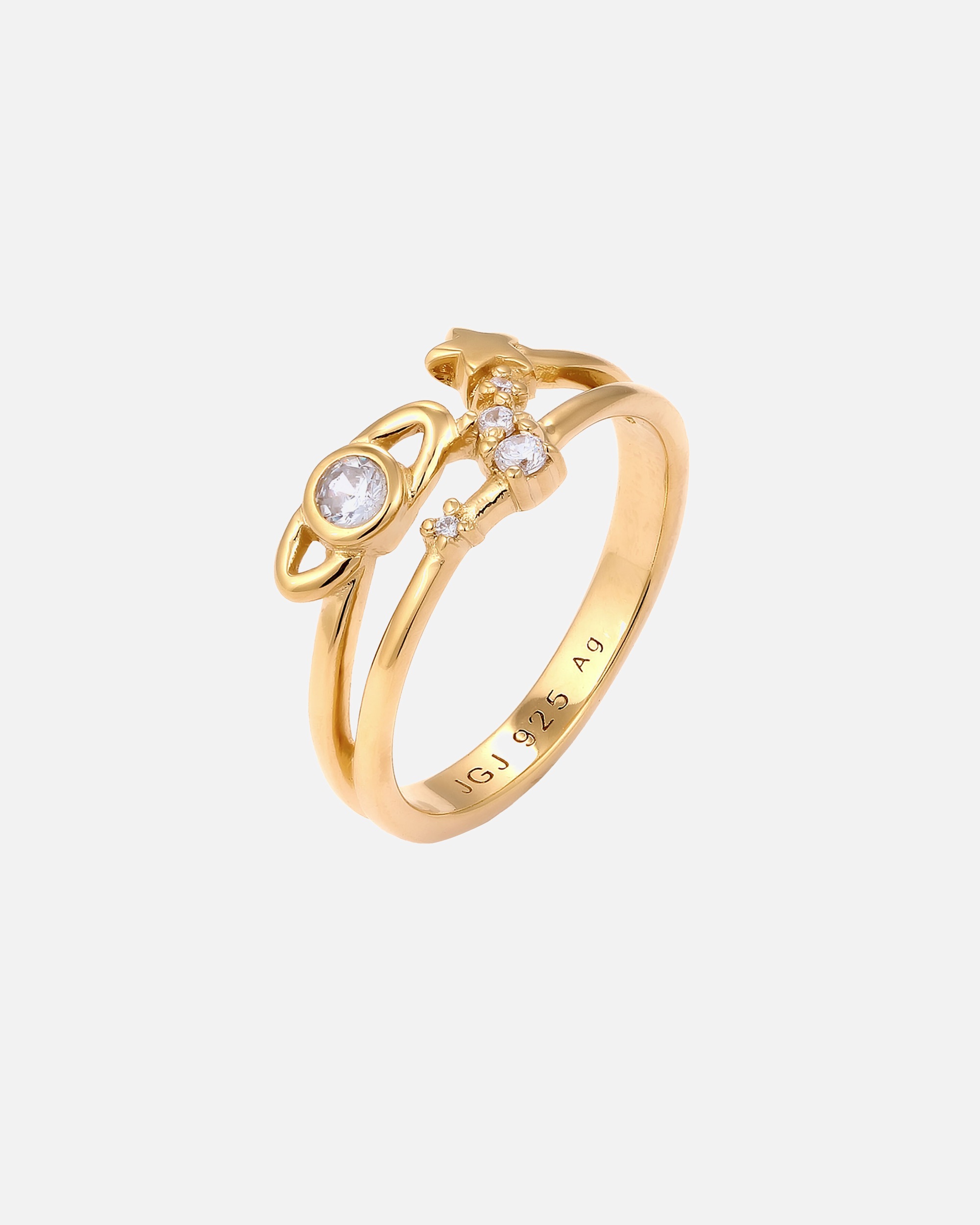Pierścionek dla Kobieta Elli Pierścionek z Kamieniami Damski Gwiazda Cyrkonia Szlif Diamentowy Biały 925 Sterling Silver Astro 54