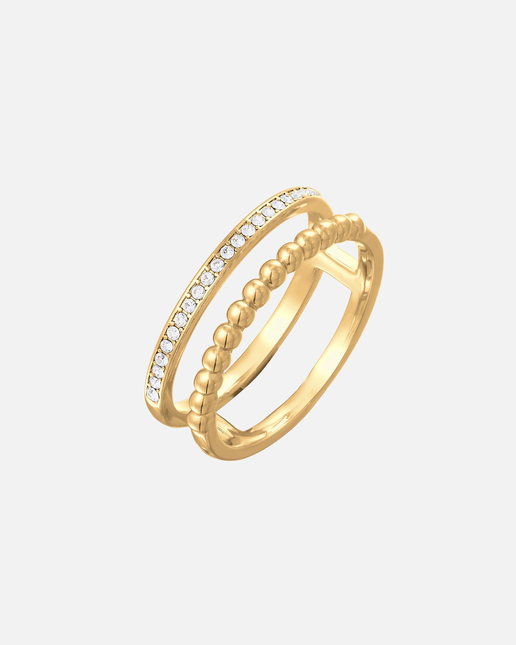 Pierścionek dla Kobieta Elli Damski zegarek Statement Double Row Ball w kolorze srebrnym z kryształkami 54