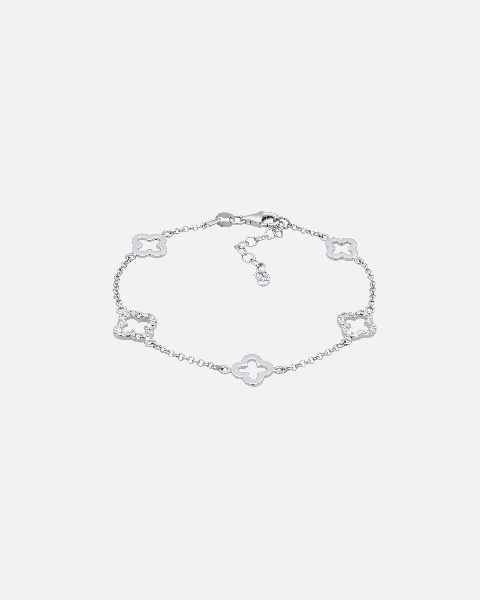 Bransoletka dla Kobieta Elli Bransoletka z Kamieniami Kobiety Łańcuch Ogniwo Koniczyna Cyrkonia Szlif Diamentowy Biały 925 Sterling Silver 16 cm silberfarben