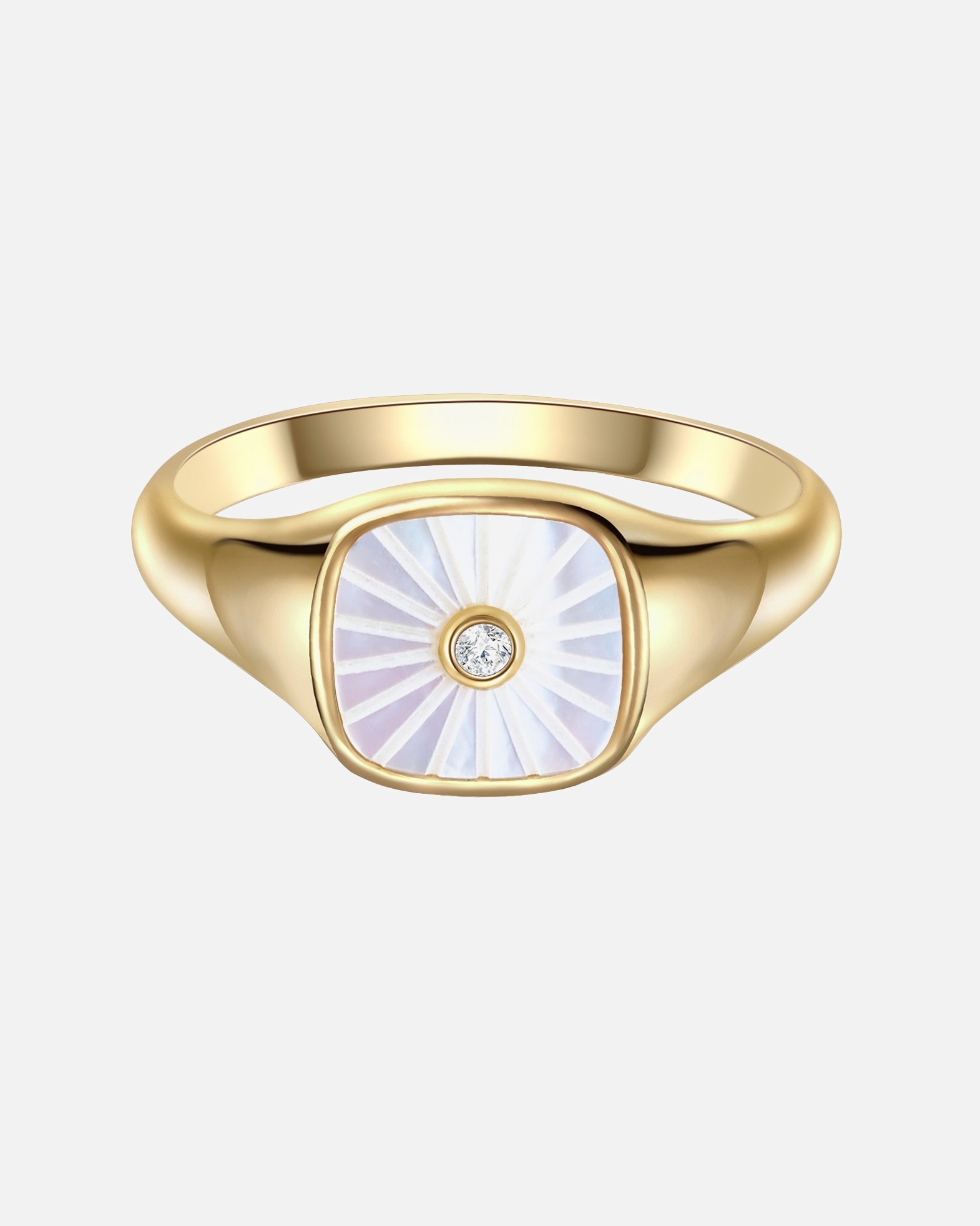 Pierścionek dla Kobieta Srebrny pierścionek srebro wysokiej próby Cyrkonia Masa perłowa żółte złoto 60