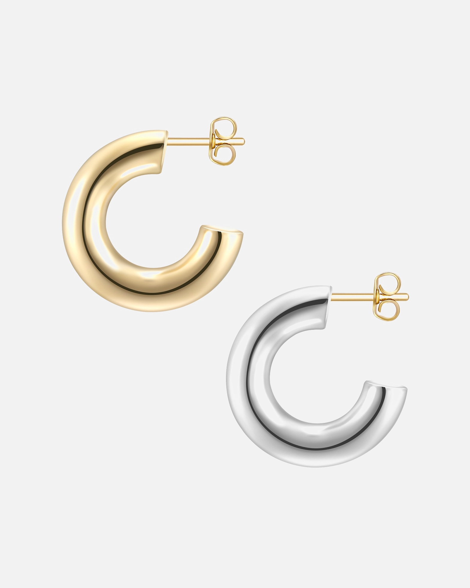 Obrączki dla Kobieta Glanzstücke München Kolczyki z Srebro wysokiej próby w Srebrny/żółte złoto 23,4 mm