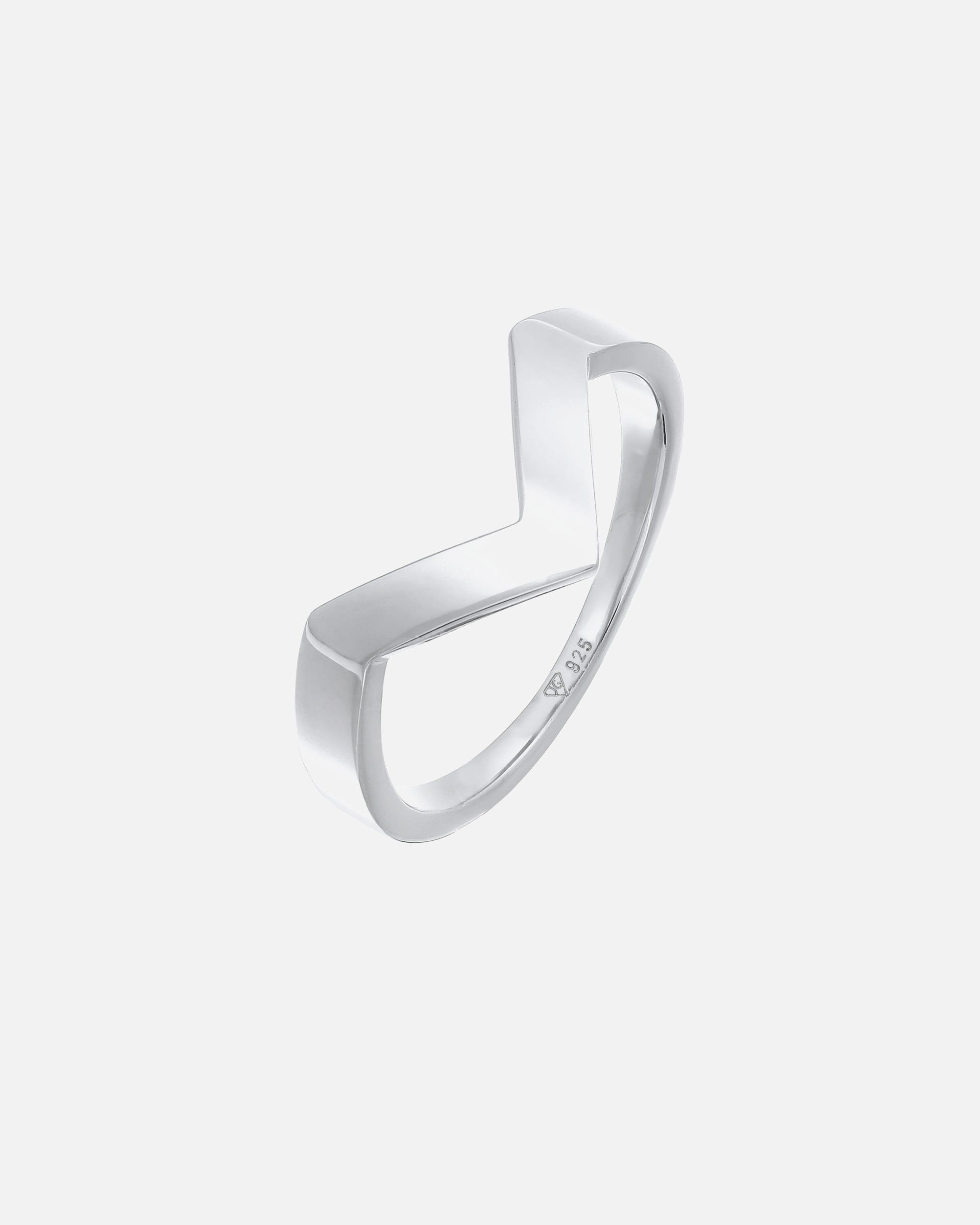 Pierścionek dla Kobieta Elli PREMIUM Damski w kształcie litery V Geo Basic w rodowanym srebrze 925 Sterling Silver 52