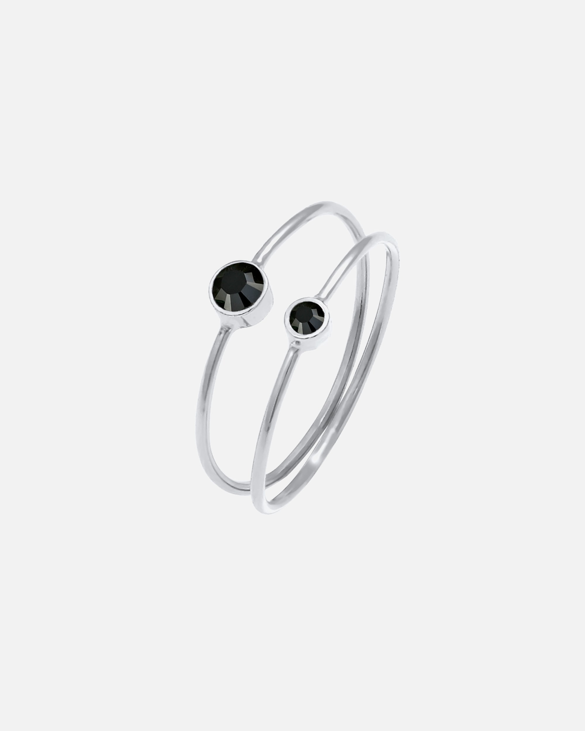 Pierścionek dla Kobieta Elli Damski zestaw filigran z kryształami czarny w srebrze próby 925 Sterling Silver 44