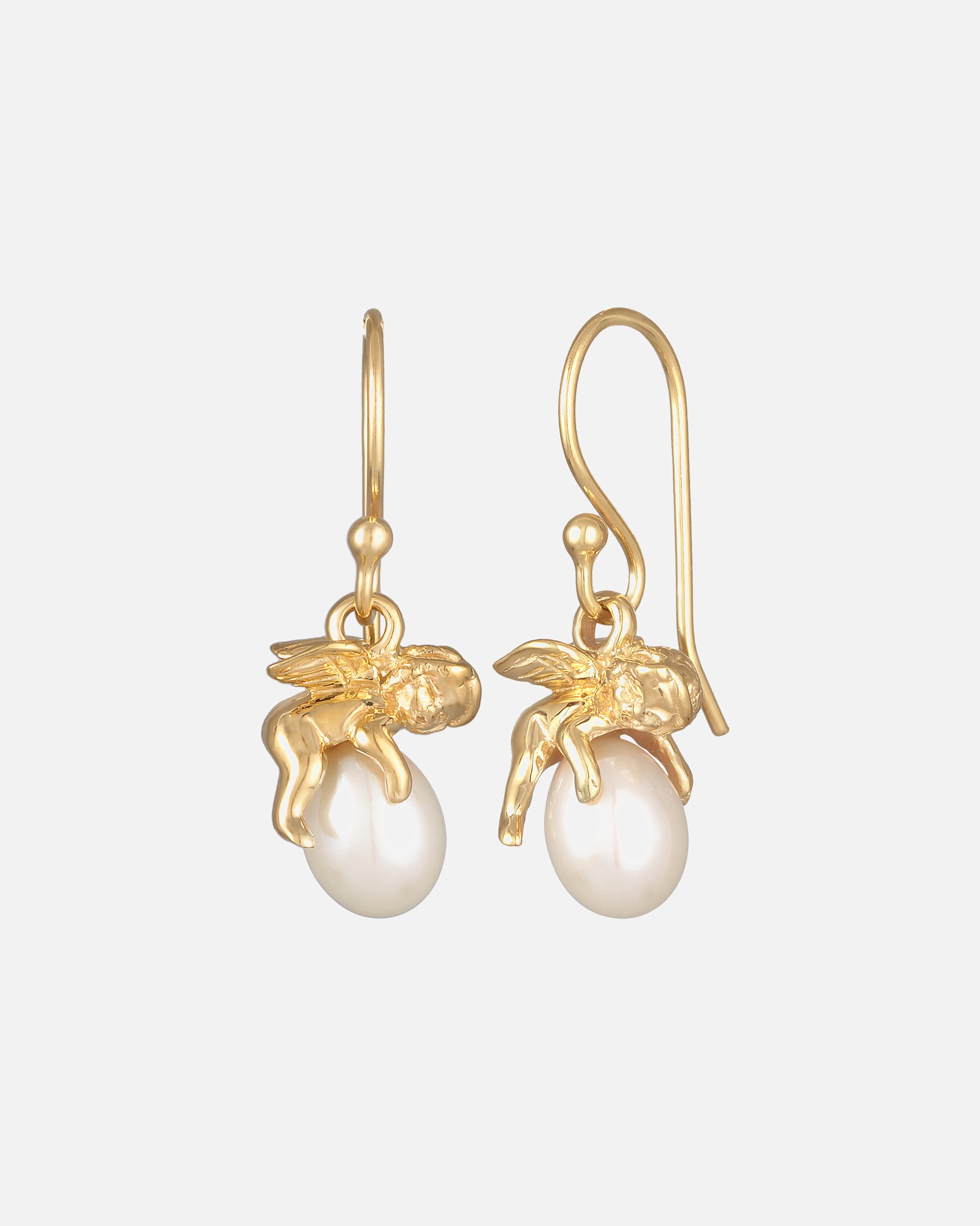 Kolczyki dla Kobieta Elli Damskie kolczyki Anioł Stróż Elegancki wisiorek z perłą hodowlana słodkowodną ze srebra próby 925 Sterling Silver goldfarben