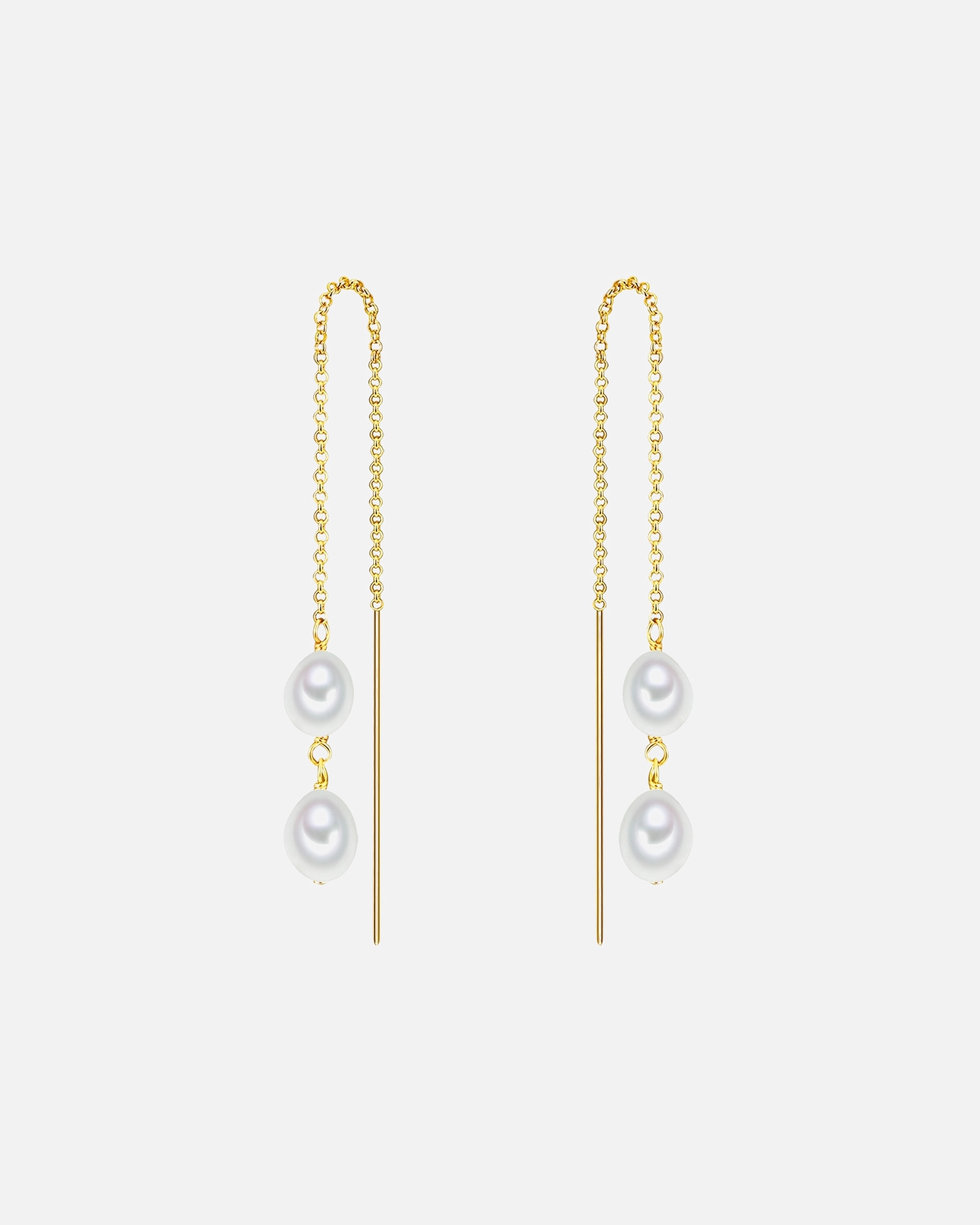 Kolczyki dla Kobieta Kolczyki wiszące z perłą srebro wysokiej próby Perła hodowlana słodkowodna żółte złoto 5,5 mm