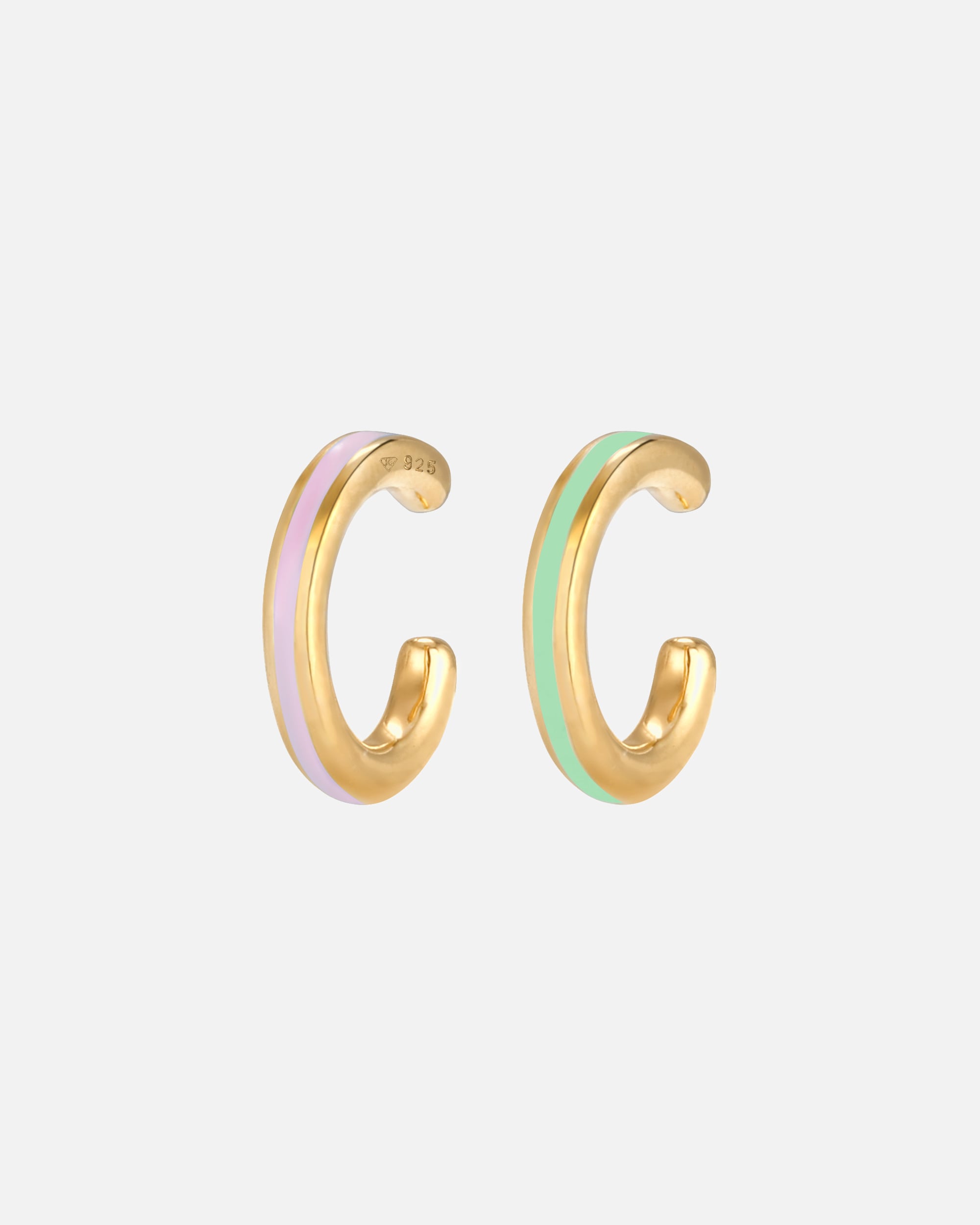 Kolczyki dla Kobieta Elli Damska nausznica zestaw Basic Minimal Black z emalią w srebrze próby 925 Sterling Silver goldfarben