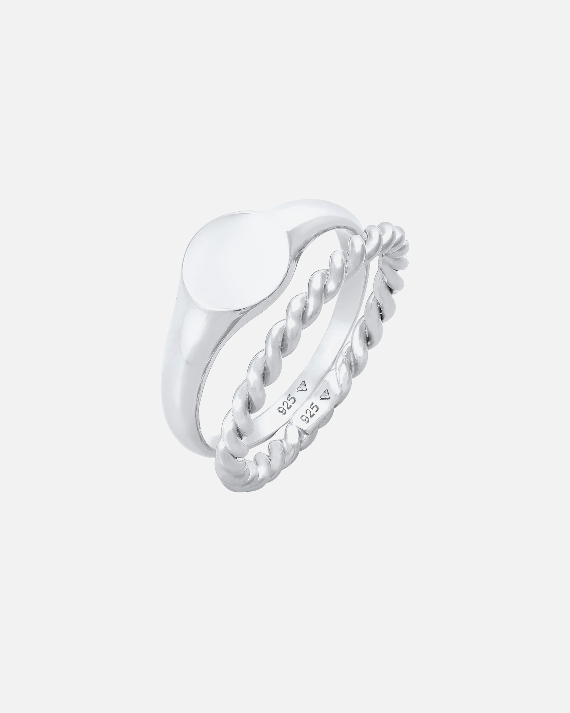 Pierścionek dla Kobieta Elli Siegelring Basic Bandring Twist 2er Set 925 Silber 54