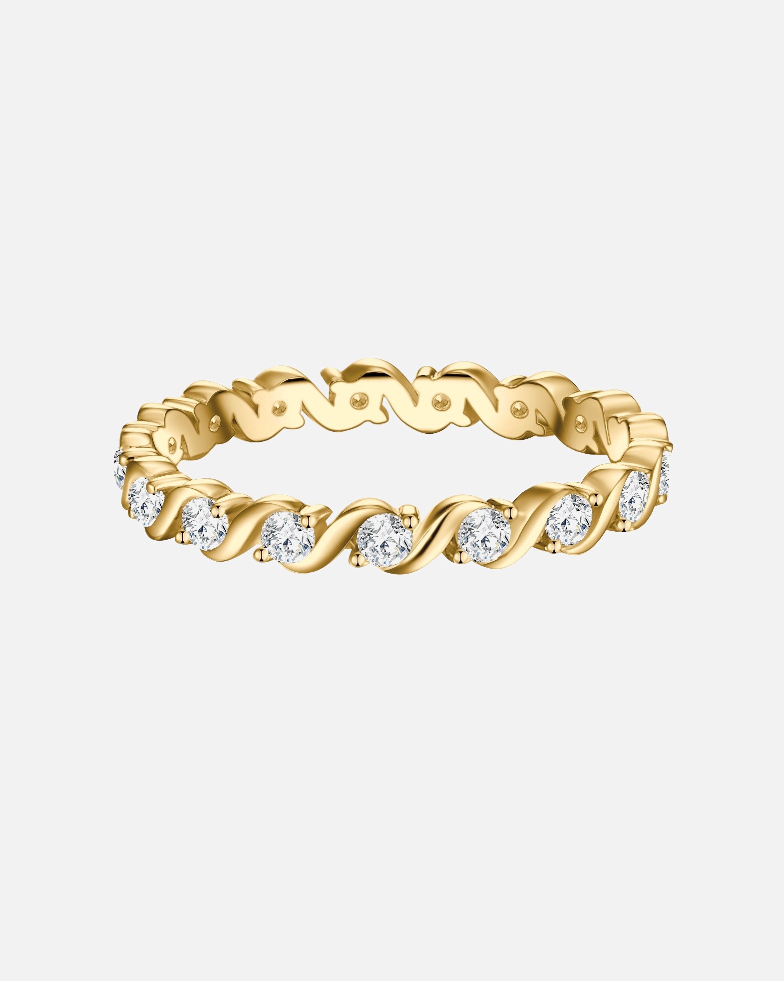 Pierścionek dla Kobieta Trilani Pierscionek Memoire aus Sterling Silber in Gelbgold mit Zirkonia 52