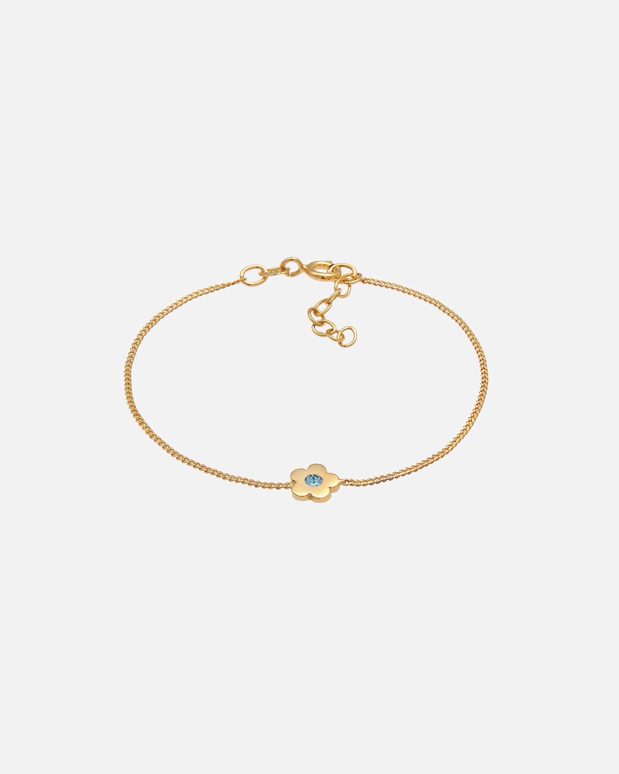 Bransoletka dla Kobieta Elli Dziecięca niebieska, kwiatowa, regulowana z krysztalami pozłacane srebro 925 Sterling Silver 14