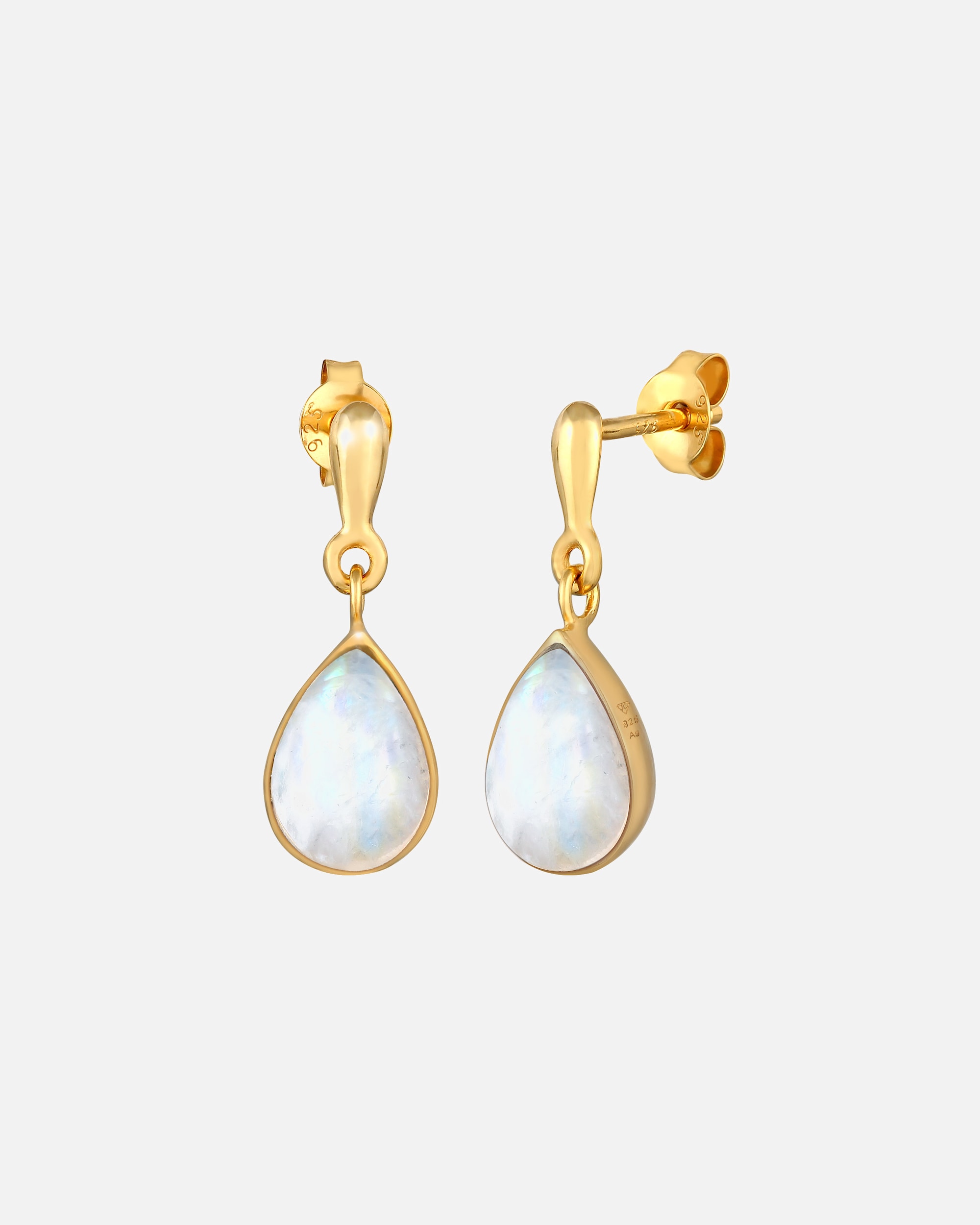 Kolczyki dla Kobieta Elli PREMIUM Damska zawieszka do uszu kropla Elegant z kamieniem księżycowym w pozłacanym srebrze próby 925 Sterling Silver goldfarben