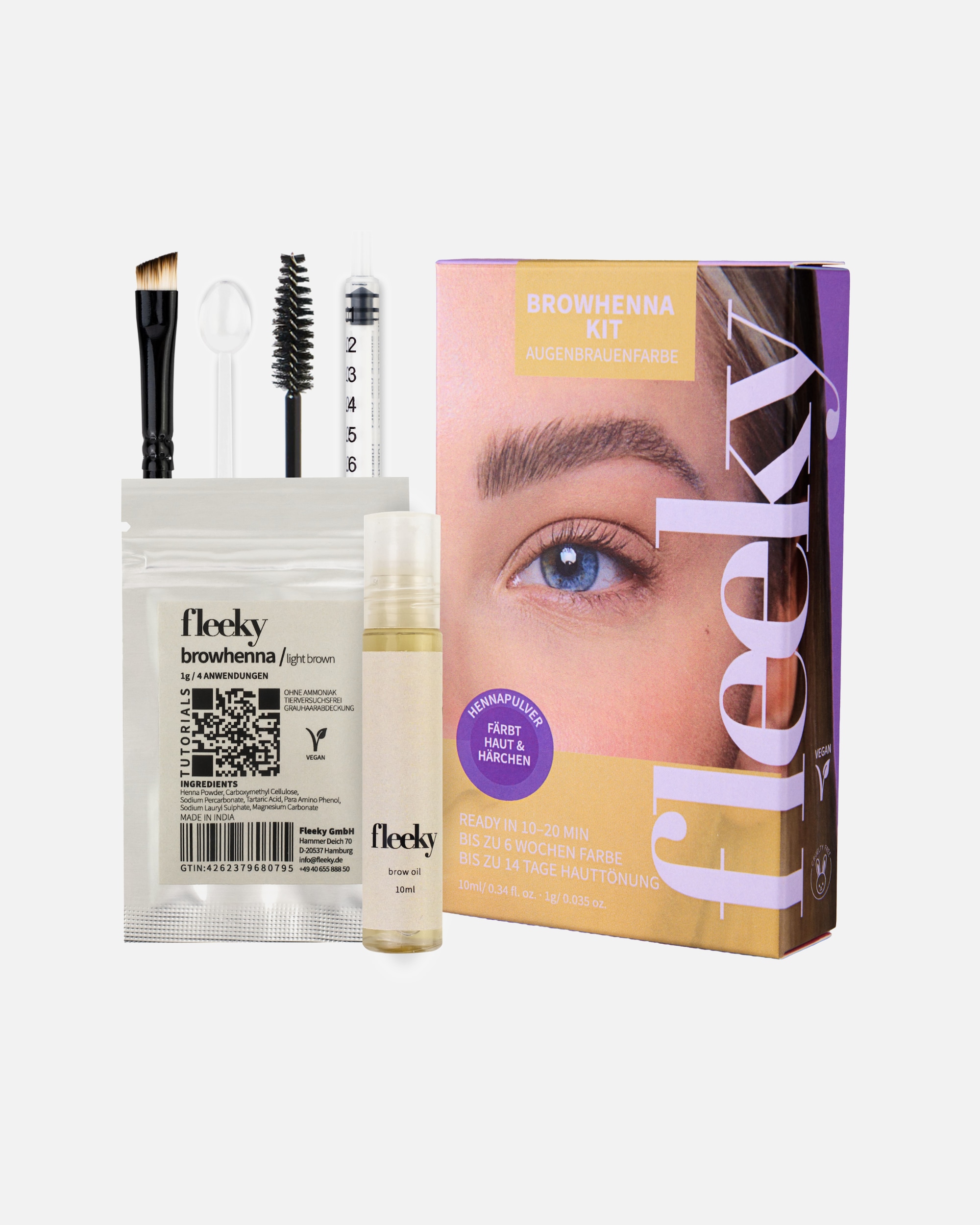 Kolor brwi dla Unisex Fleeky Zestaw Henna - Trwałe Barwienie Brwi Blond