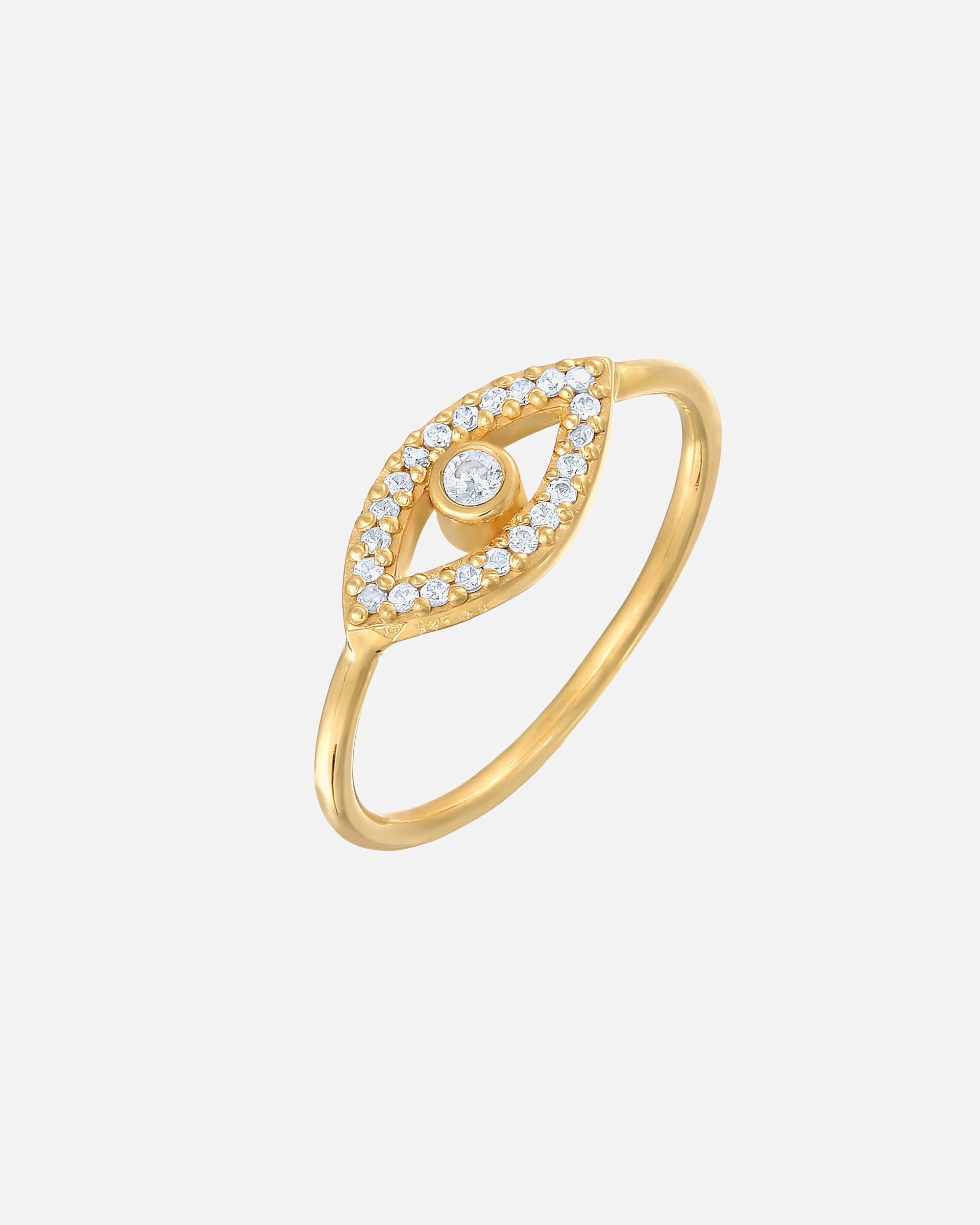 Pierścionek dla Kobieta Elli Damski symbol Evil Eye mieniący się kryształkami cyrkonii w srebrze próby 925 Sterling Silver 52