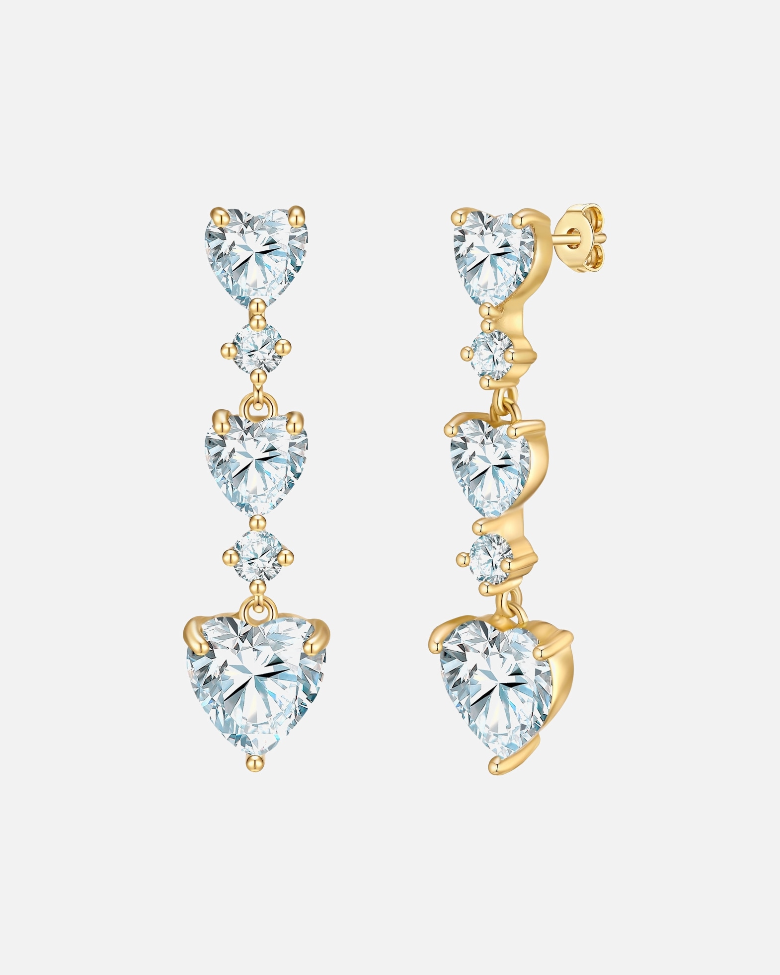 Kolczyki dla Kobieta Yokoamii Kolczyki wiszace serce z mosiadzu w zlocie zóltym z Cyrkonia 28,8 mm