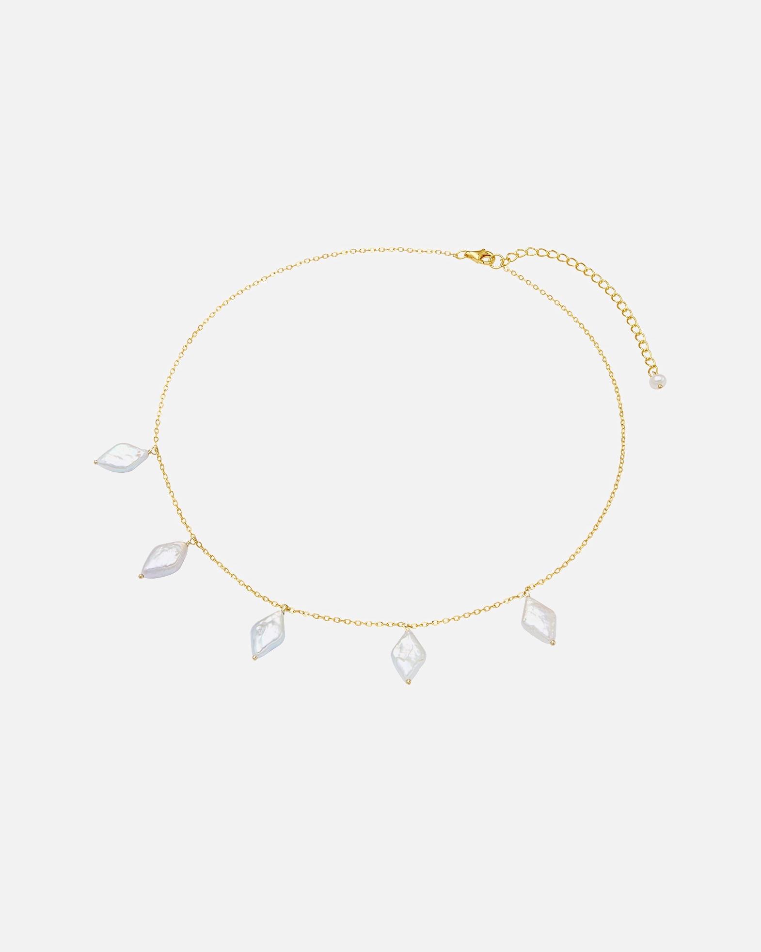 Naszyjnik dla Kobieta Valero Pearls Naszyjnik z pereł srebro wysokiej próby Perła hodowlana słodkowodna żółte złoto 40,0 cm Basiskette + 7,0 cm Verlängerung