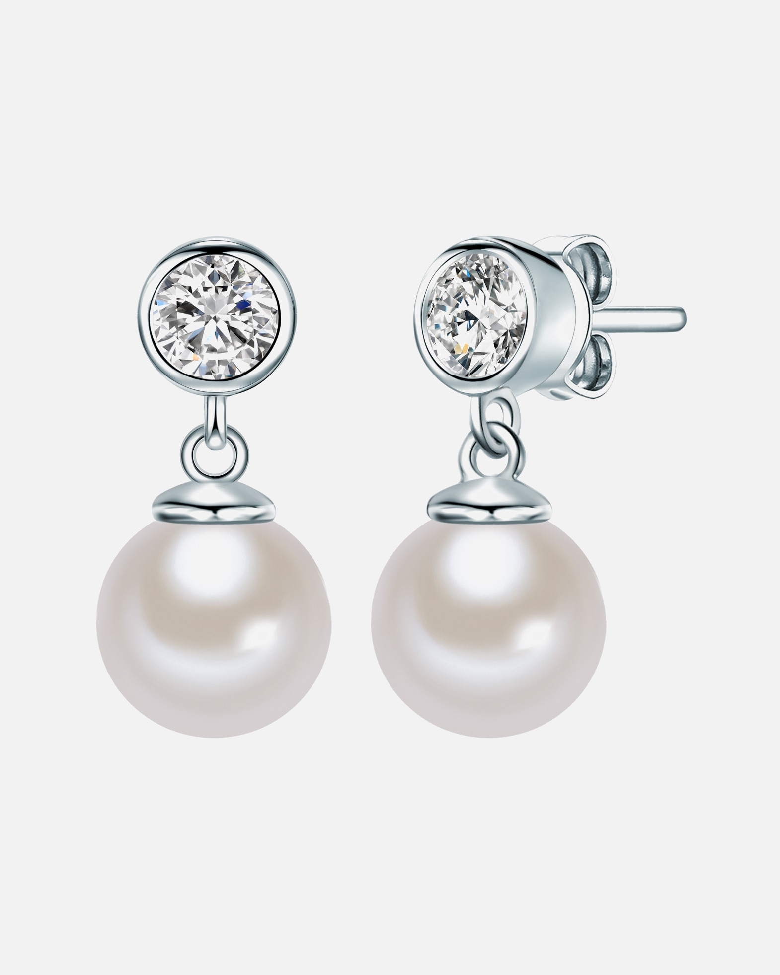 Kolczyki dla Kobieta Rafaela Donata Srebrne kolczyki sztyfty srebro wysokiej próby Cyrkonia Perła naturalna srebrny 18,7 mm