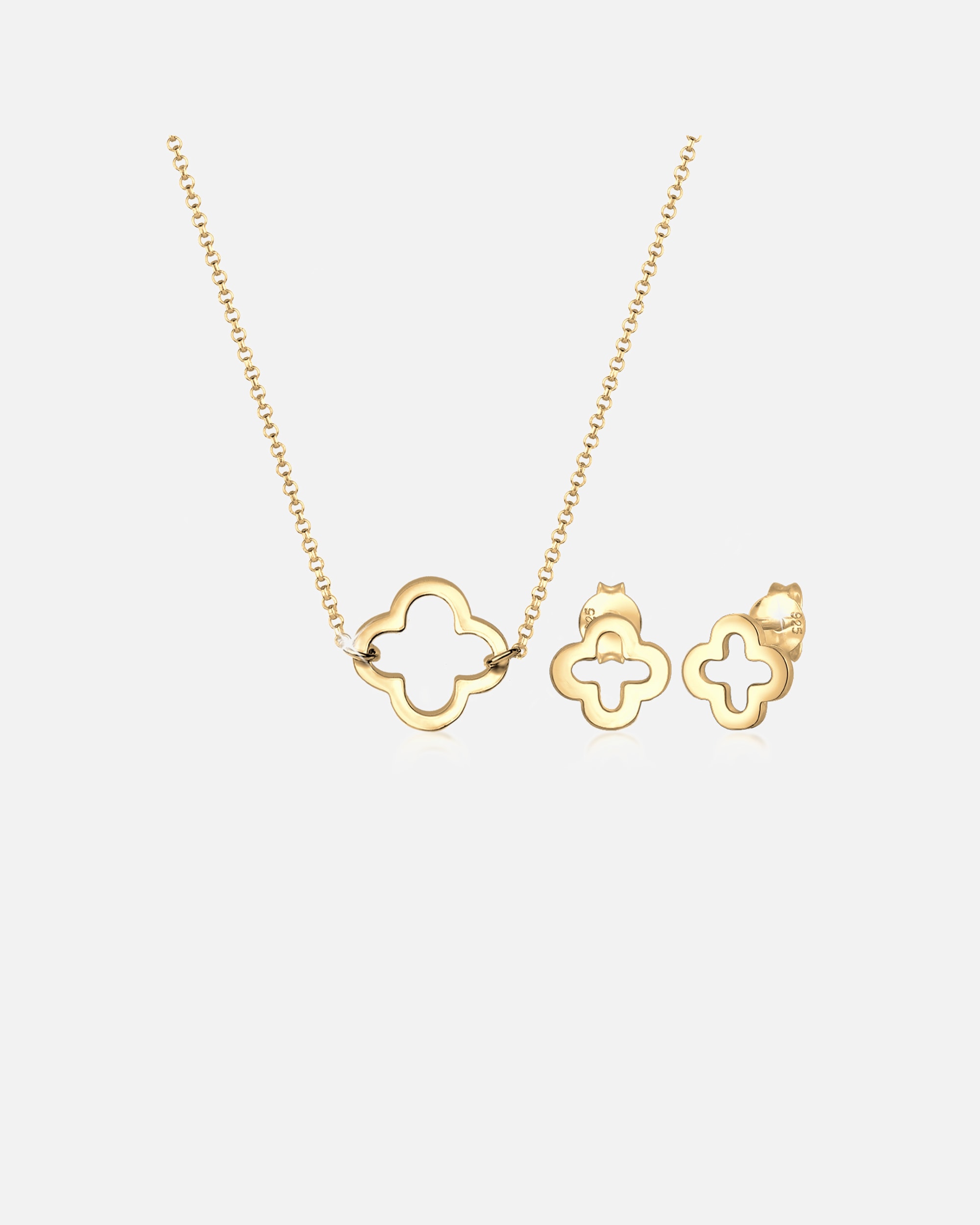 Ozdoby dla Kobieta Elli Kette Stecker Kleeblatt Glücksbringer 925 Silber golfarben