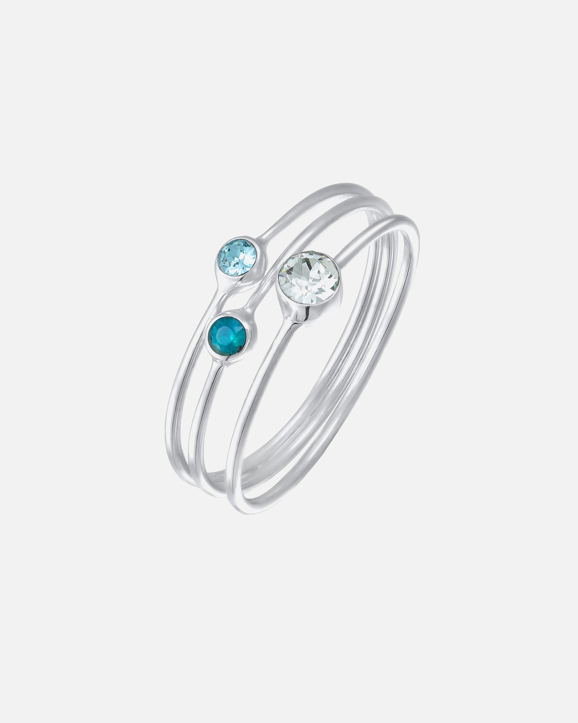 Pierścionek dla Kobieta Elli Damski zestaw podstawowy z kryształami w kolorze niebieskim ze srebra próby 925 Sterling Silver 54