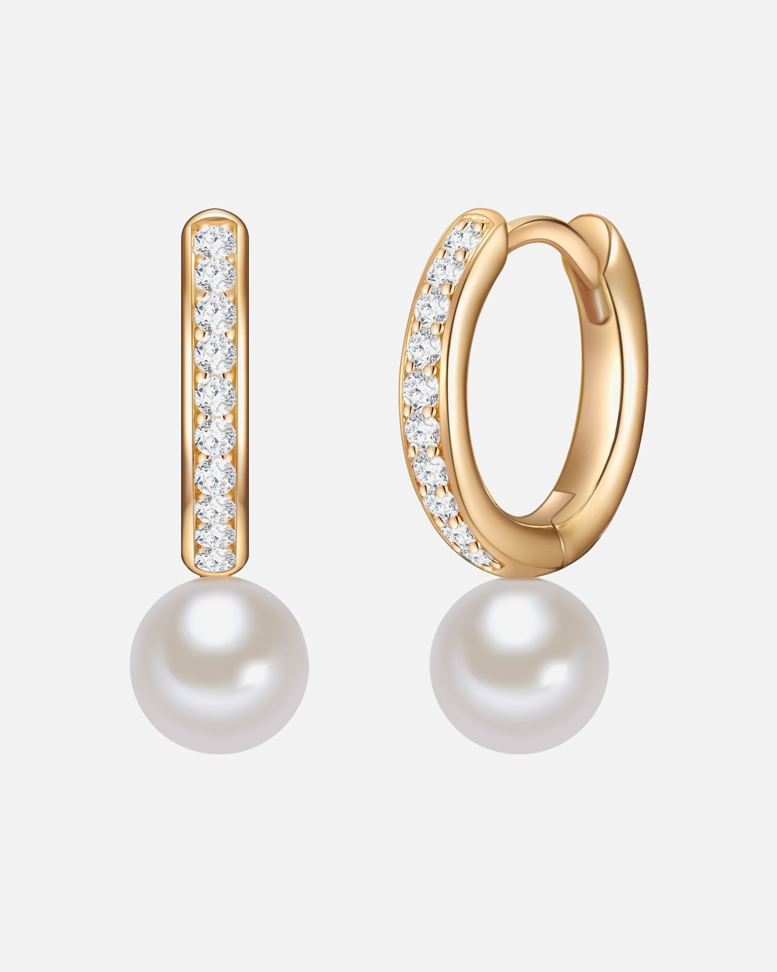 Kolczyki dla Kobieta Valero Pearls Srebrne kolczyki kreole srebro wysokiej próby Cyrkonia Perła hodowlana słodkowodna srebrny 20,1 mm