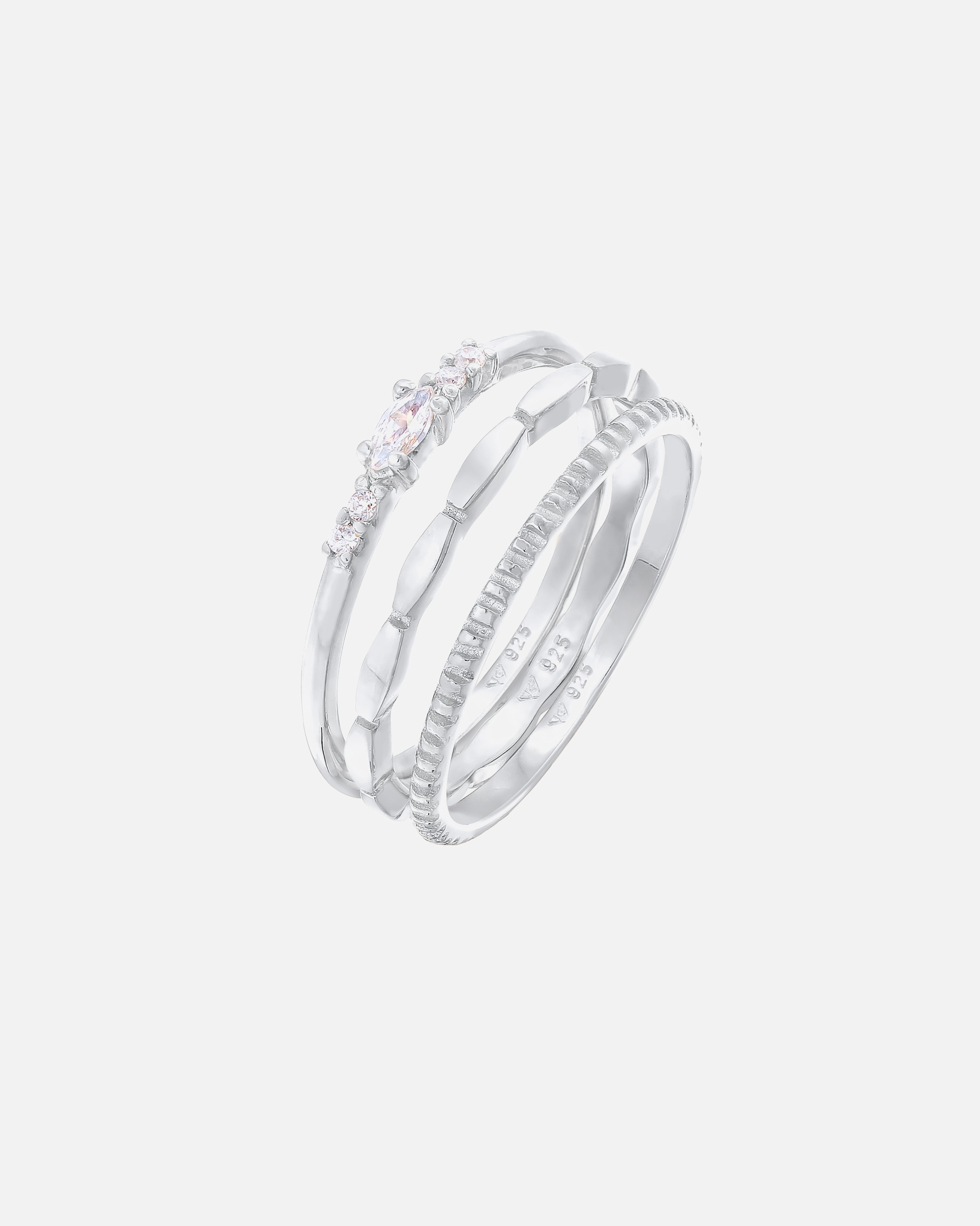 Pierścionek dla Kobieta Elli Damski komplet podstawowy z markizem i z kryształami cyrkonii w srebrze próby 925 Sterling Silver 56