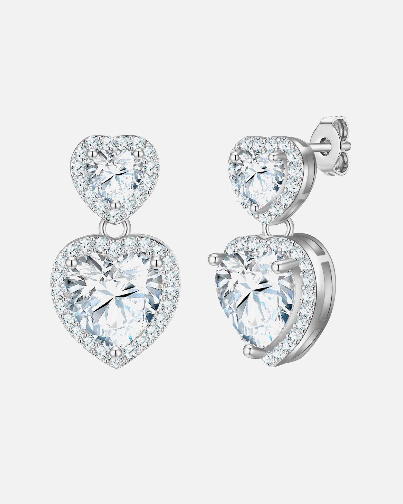 Kolczyki dla Kobieta Yokoamii Kolczyki wiszace serce z posrebrzanego mosiadzu z cyrkonia 17,2 mm