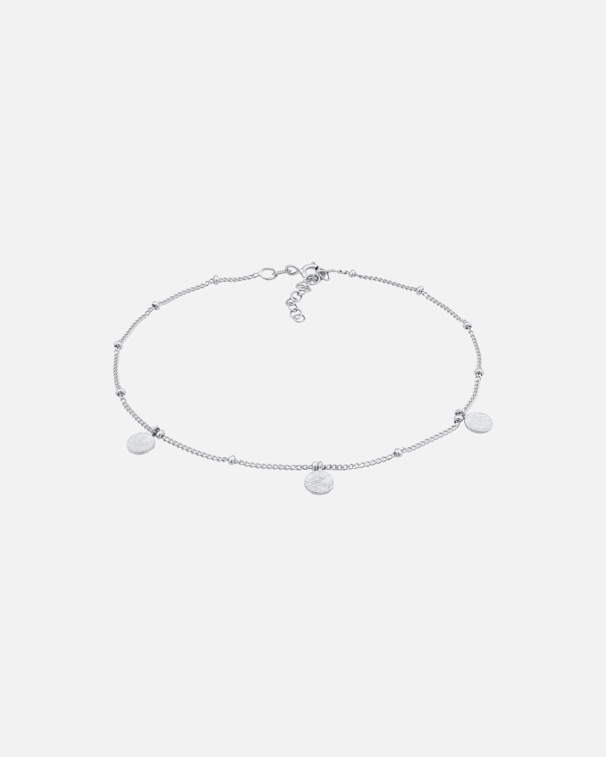 Ozdoby dla Kobieta Elli Damska bransoletka na kostkę Kulka płytka młotkowane srebro 925 Sterling Silver silberfarben