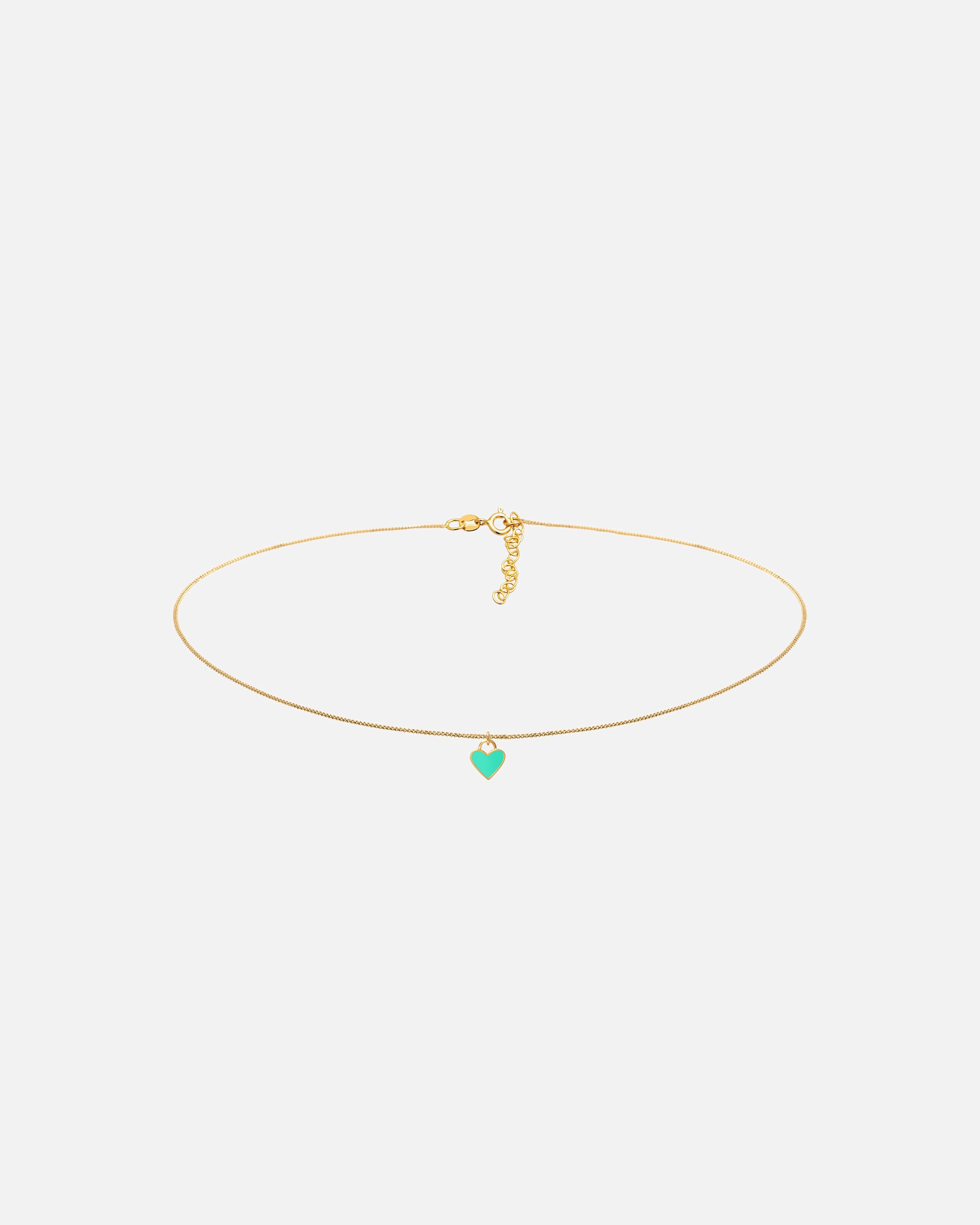 Naszyjnik dla Kobieta Elli Damski Choker serce wisiorek Trend Bloger z Emalią w srebrze próby 925 Sterling Silver Turkusowy