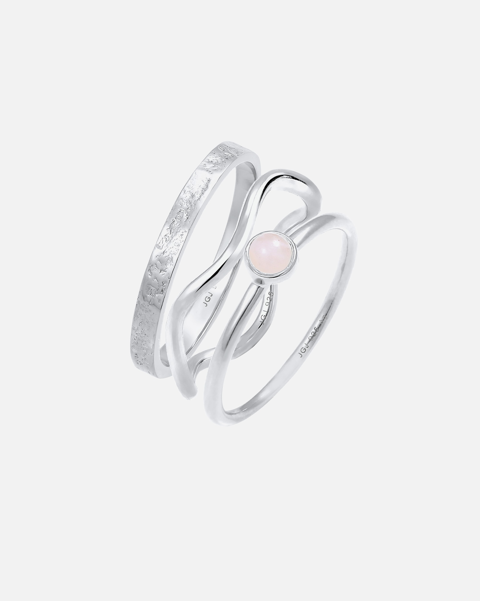 Pierścionek dla Kobieta Elli PREMIUM Damski zestaw pasjans z kwarcem różowym ze srebra próby 925 Sterling Silver 58