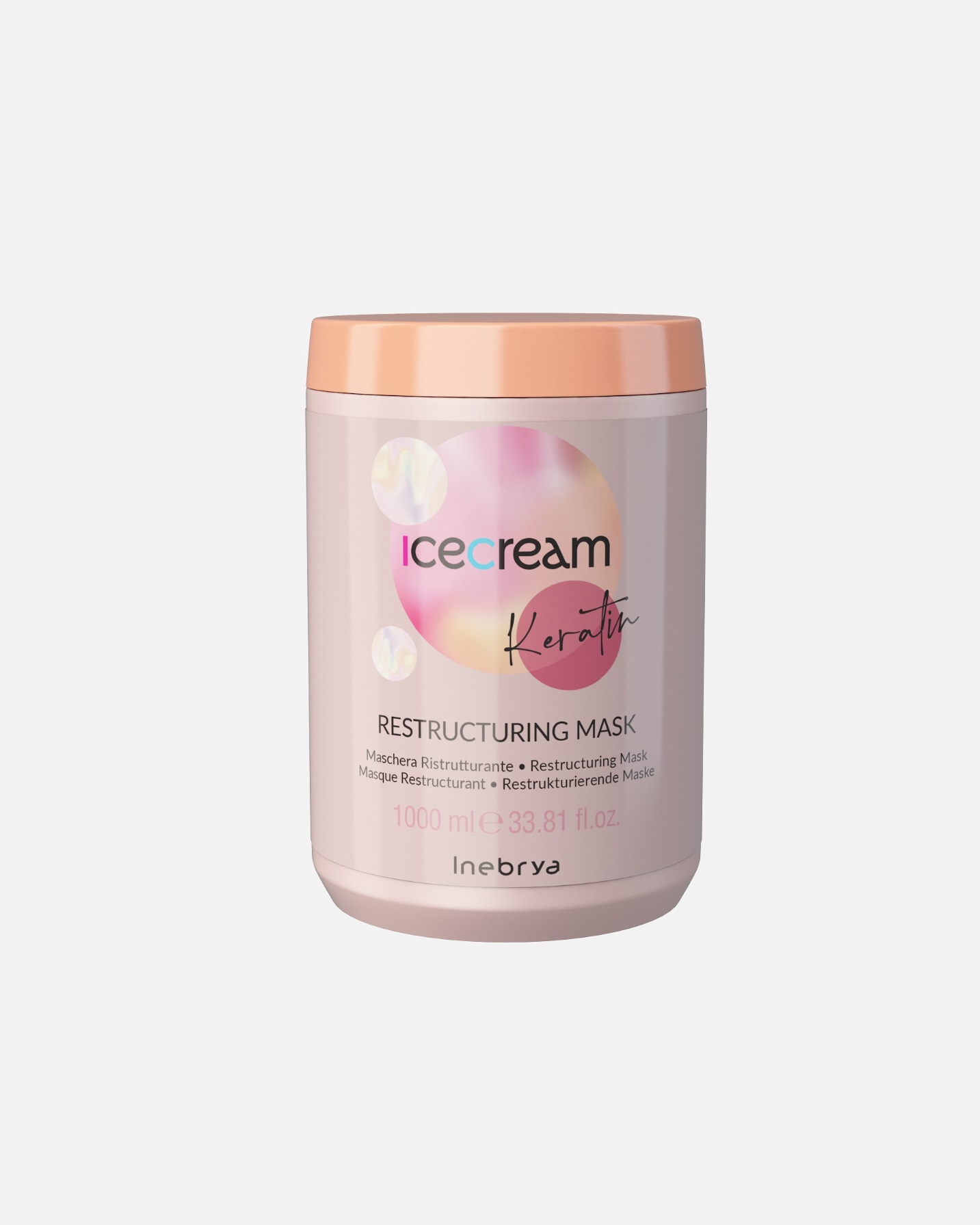 Maska do włosów dla Kobieta Inebrya Ice Cream Keratin - gama produktów do odbudowy struktury włosów 1000 ml