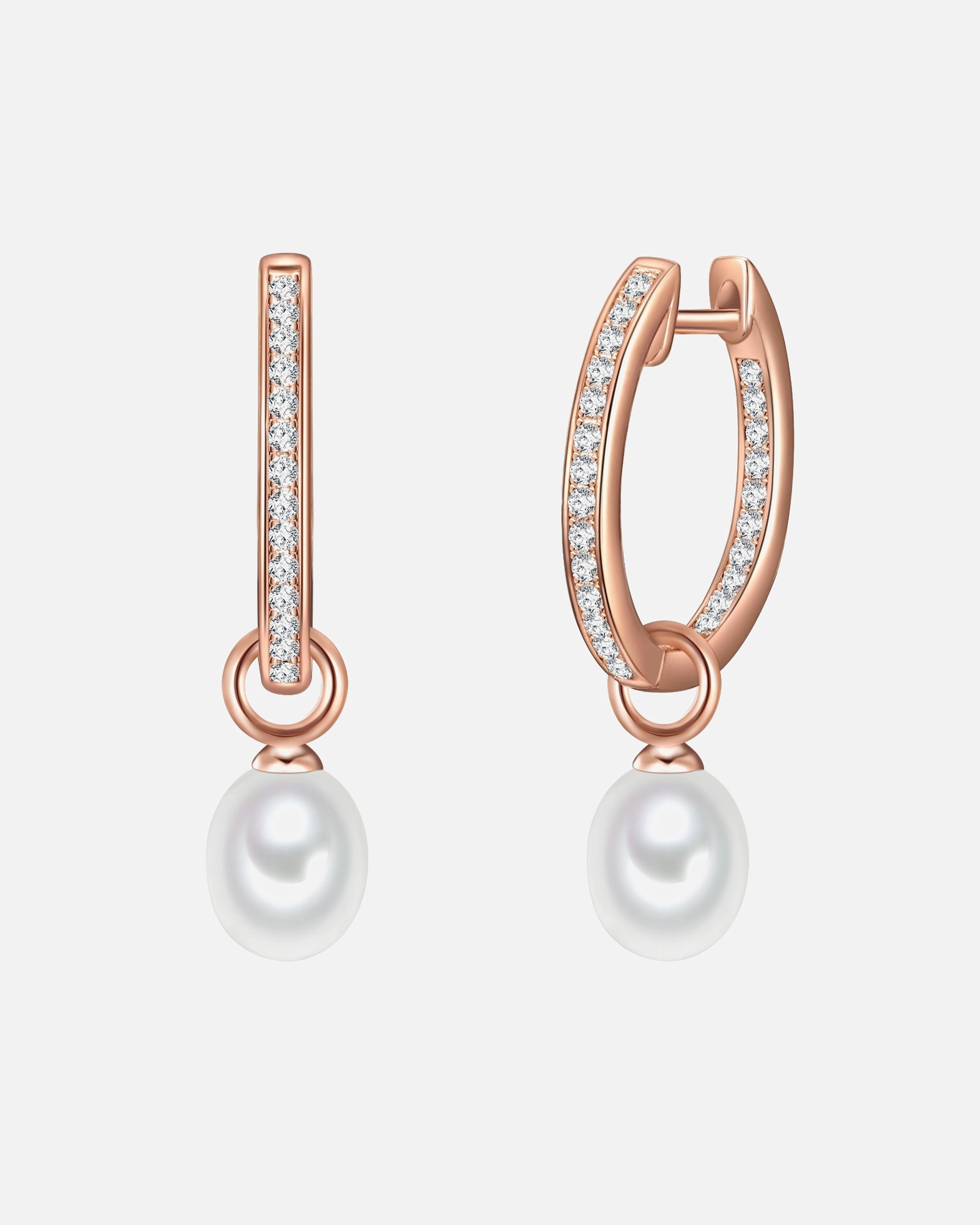 Obrączki dla Kobieta Srebrne kolczyki kreole srebro wysokiej próby Cyrkonia Perła hodowlana słodkowodna różowe złoto 29,2 mm