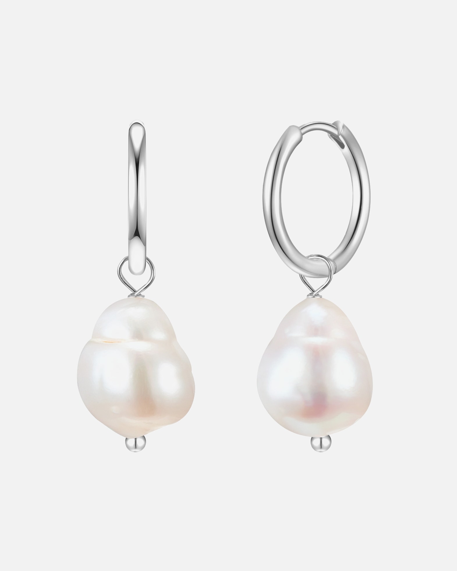 Obrączki dla Kobieta Glanzstücke München Srebrne kolczyki kreole srebro wysokiej próby Perła hodowlana słodkowodna srebrny 32,6 mm