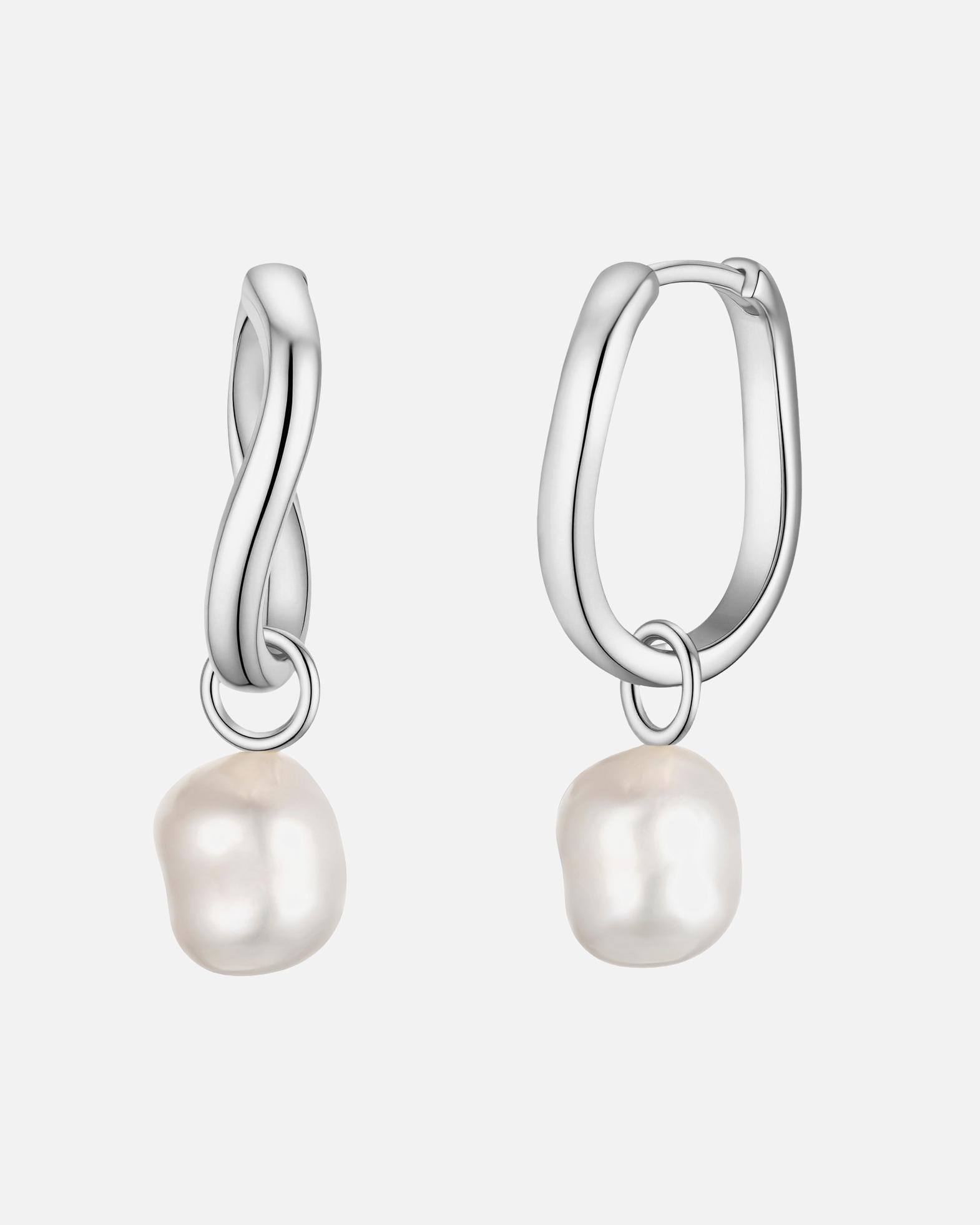 Obrączki dla Kobieta Glanzstücke München Kolczyki z perlami ze srebra próby 925 w kolorze srebrnym z perla hodowlana 31,5 mm