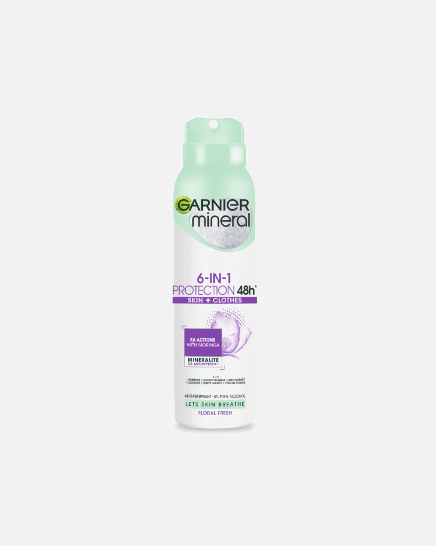 Dezodorant dla Kobieta Garnier Mineral 6-in-1 Protection Skin + Clothes Floral Fresh 150 ml