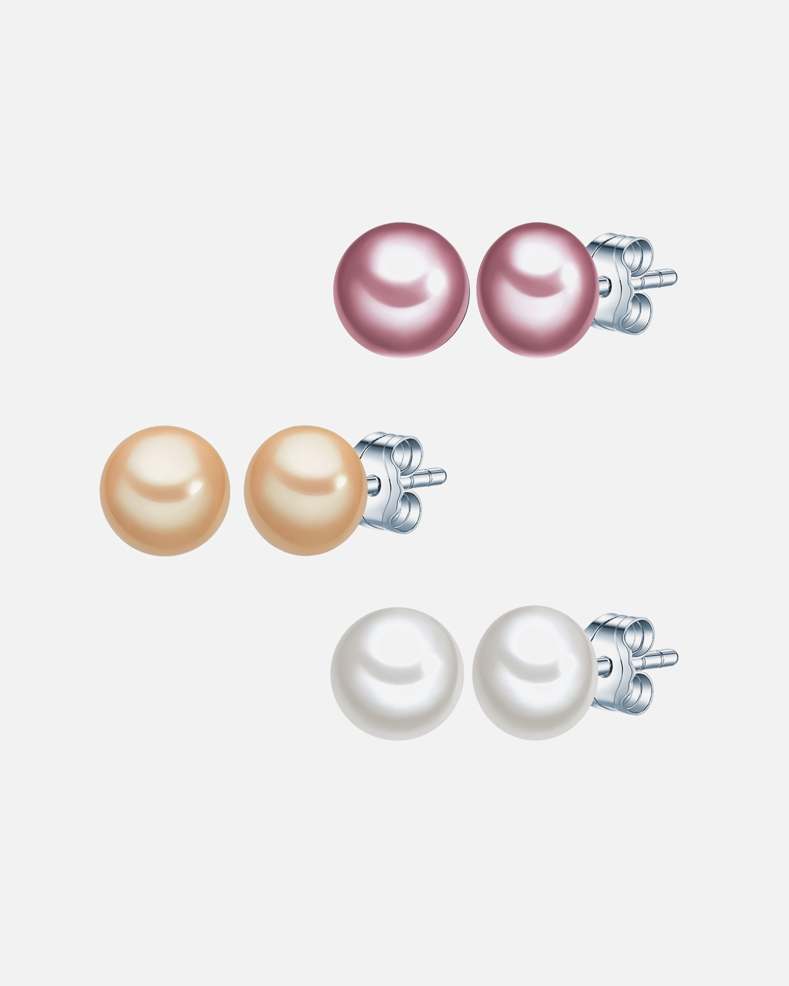 Kolczyki dla Kobieta Valero Pearls Kolczyki sztyfty z perłą srebro wysokiej próby Perła hodowlana słodkowodna srebrny 6,0 mm