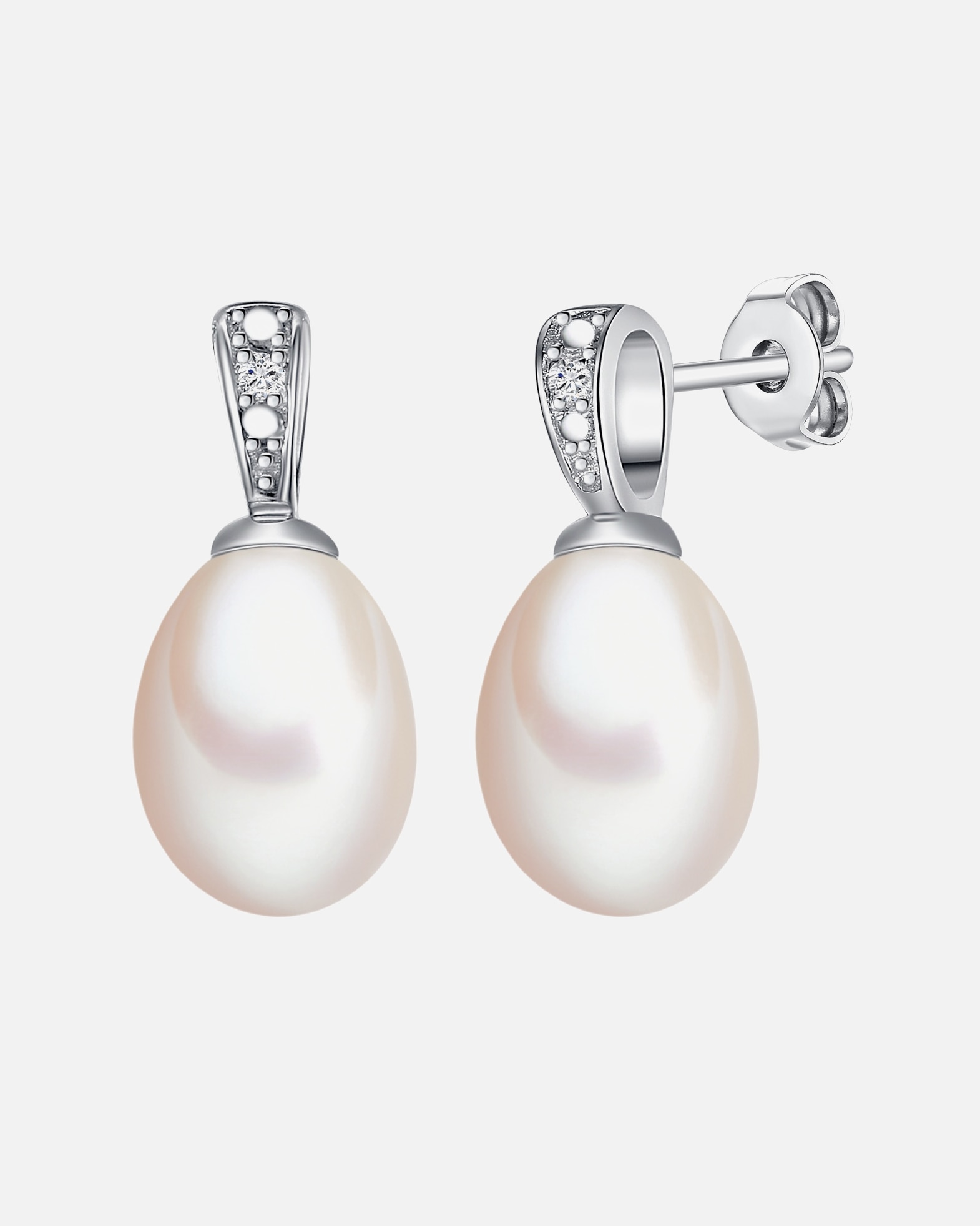 Kolczyki dla Kobieta Srebro wysokiej pr óby Brylant Perła hodowlana słodkowodna 15,3 mm