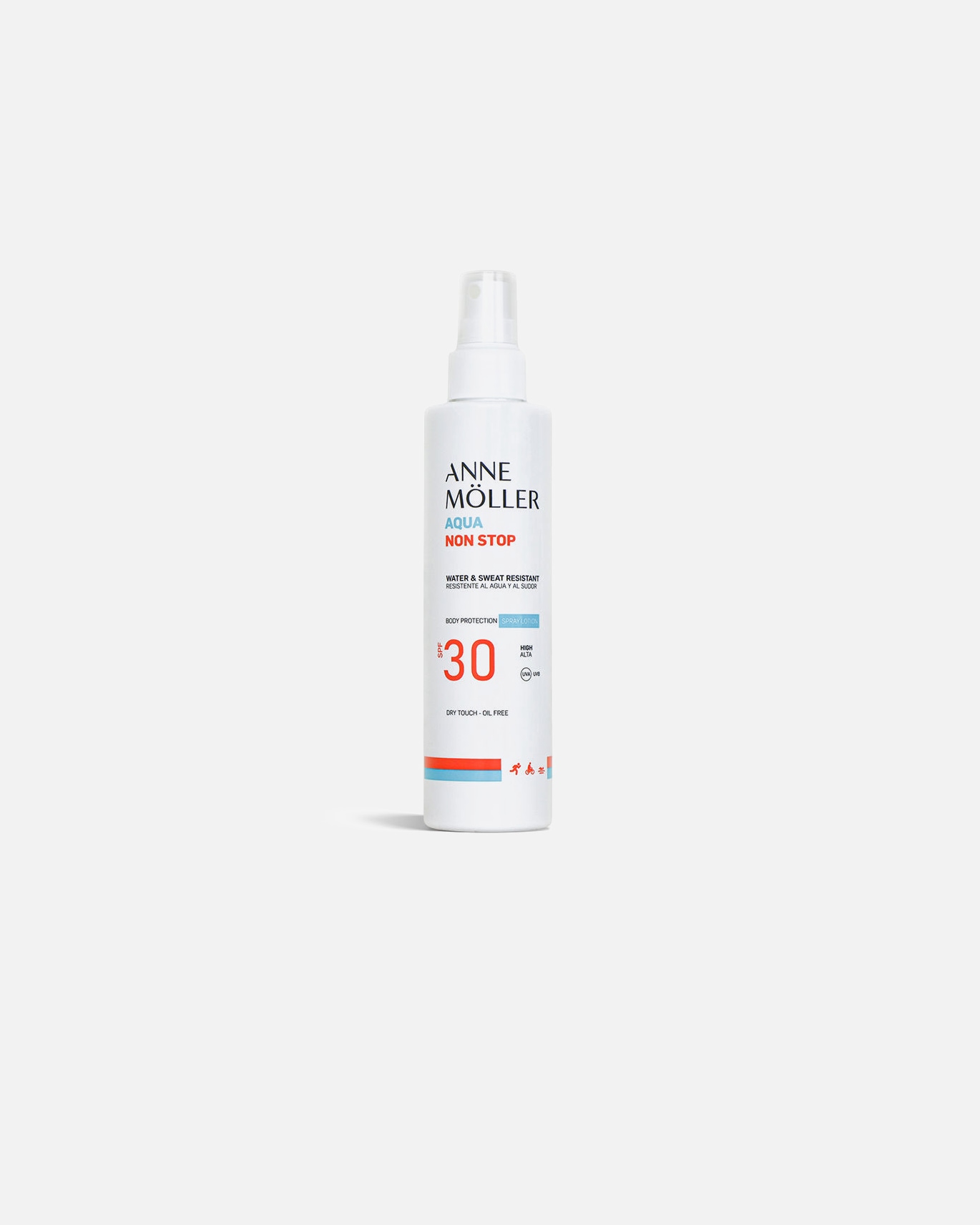 Krem do opalania dla Unisex Anne Möller AQUA NON STOP resistente al agua y al sudor spray lotion SPF30 175 ml