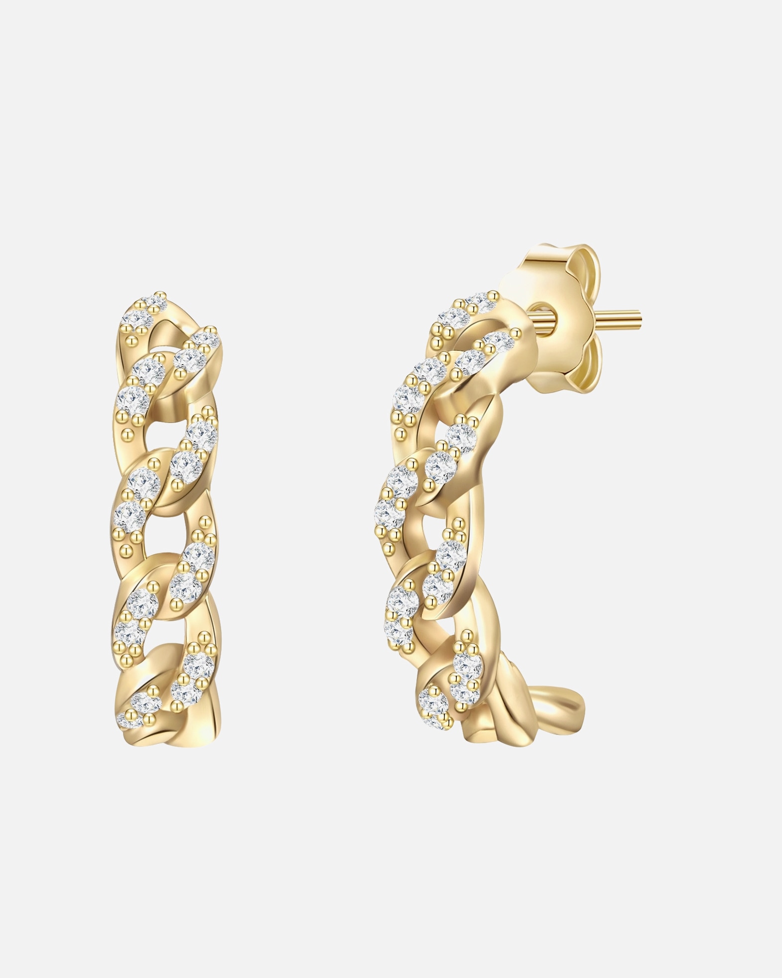 Obrączki dla Kobieta Srebrne kolczyki kreole srebro wysokiej próby Cyrkonia żółte złoto 14,3 mm