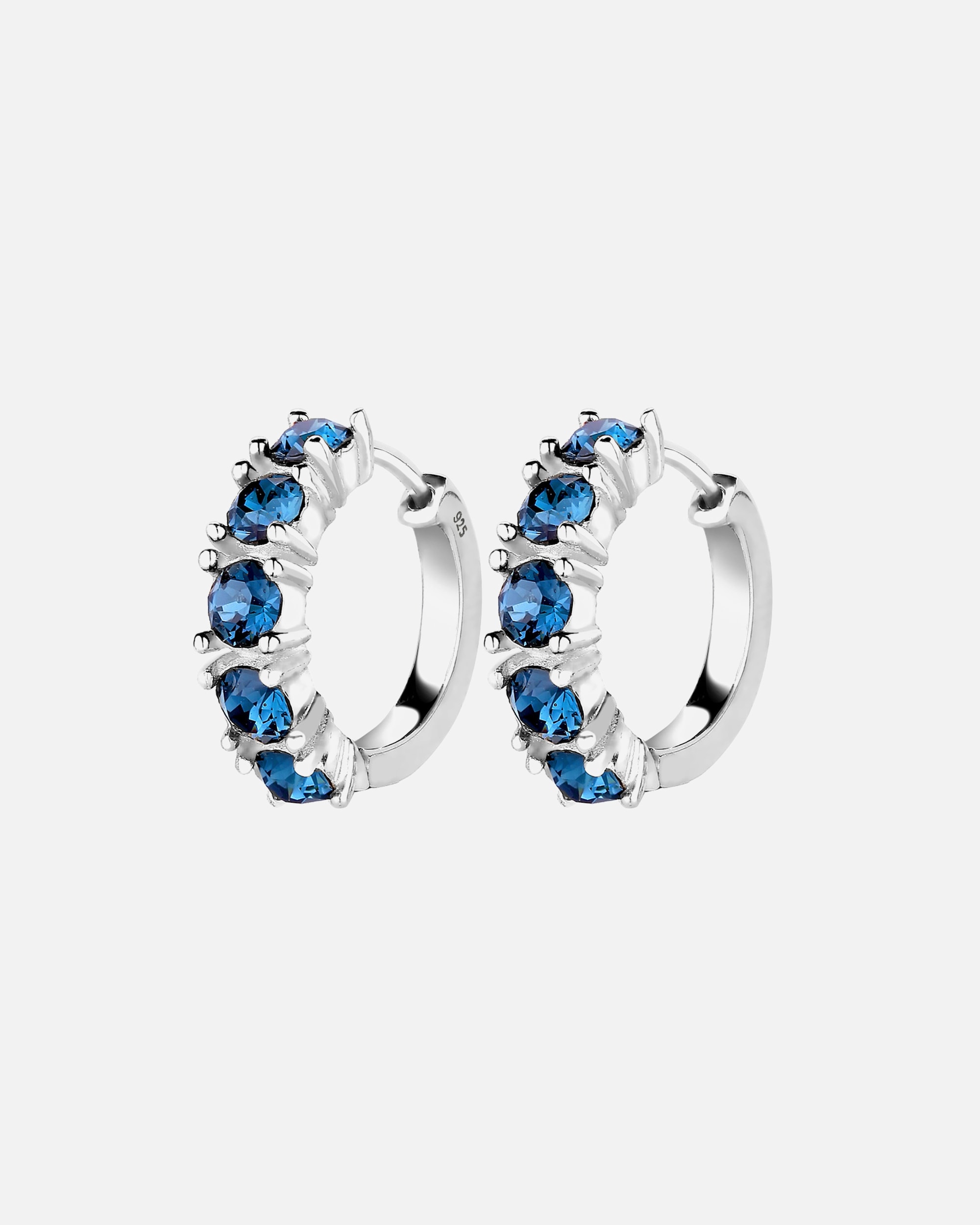 Kolczyki dla Kobieta Elli Damskie kreolki z kryształami niebieskimi ze srebra próby 925 Sterling Silver Niebieski