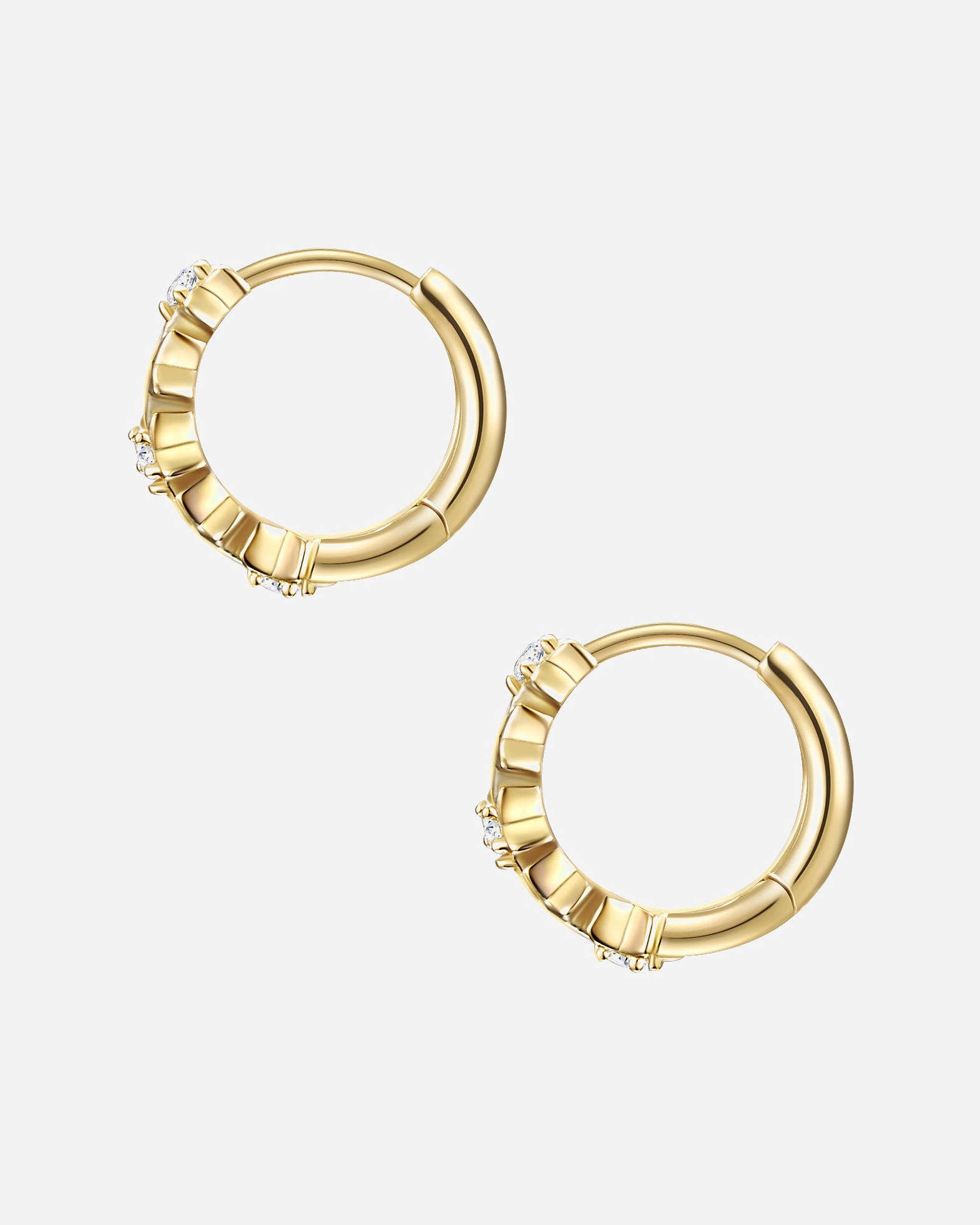 Kolczyki dla Kobieta Glanzstücke München Srebrne kolczyki kreole Gwiazdy srebro wysokiej próby Cyrkonia żółte złoto 11,4 mm