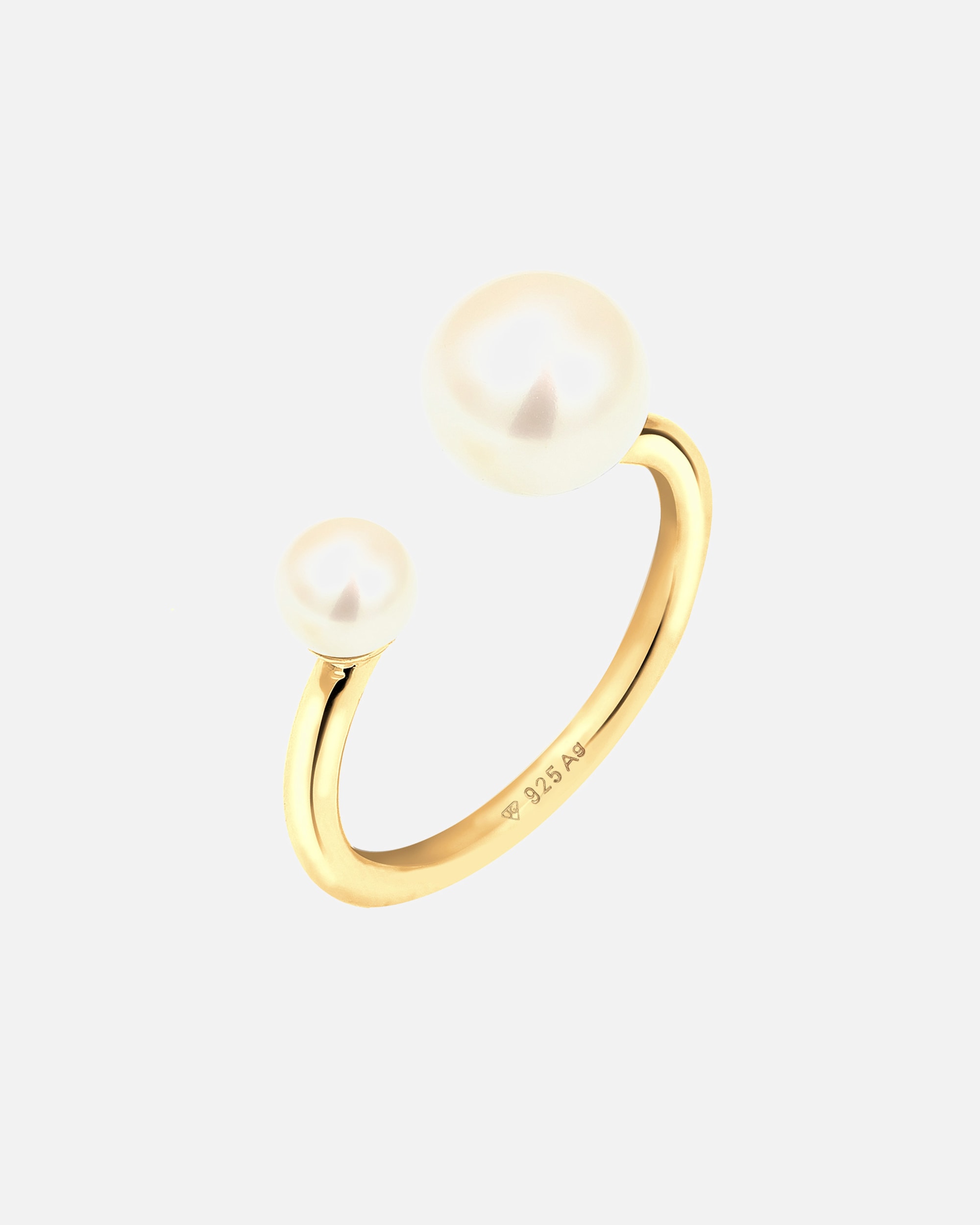 Pierścionek dla Kobieta Elli Damski Classic Open z perłą hodowlana słodkowodną w srebrze 925 Sterling Silver goldfarben
