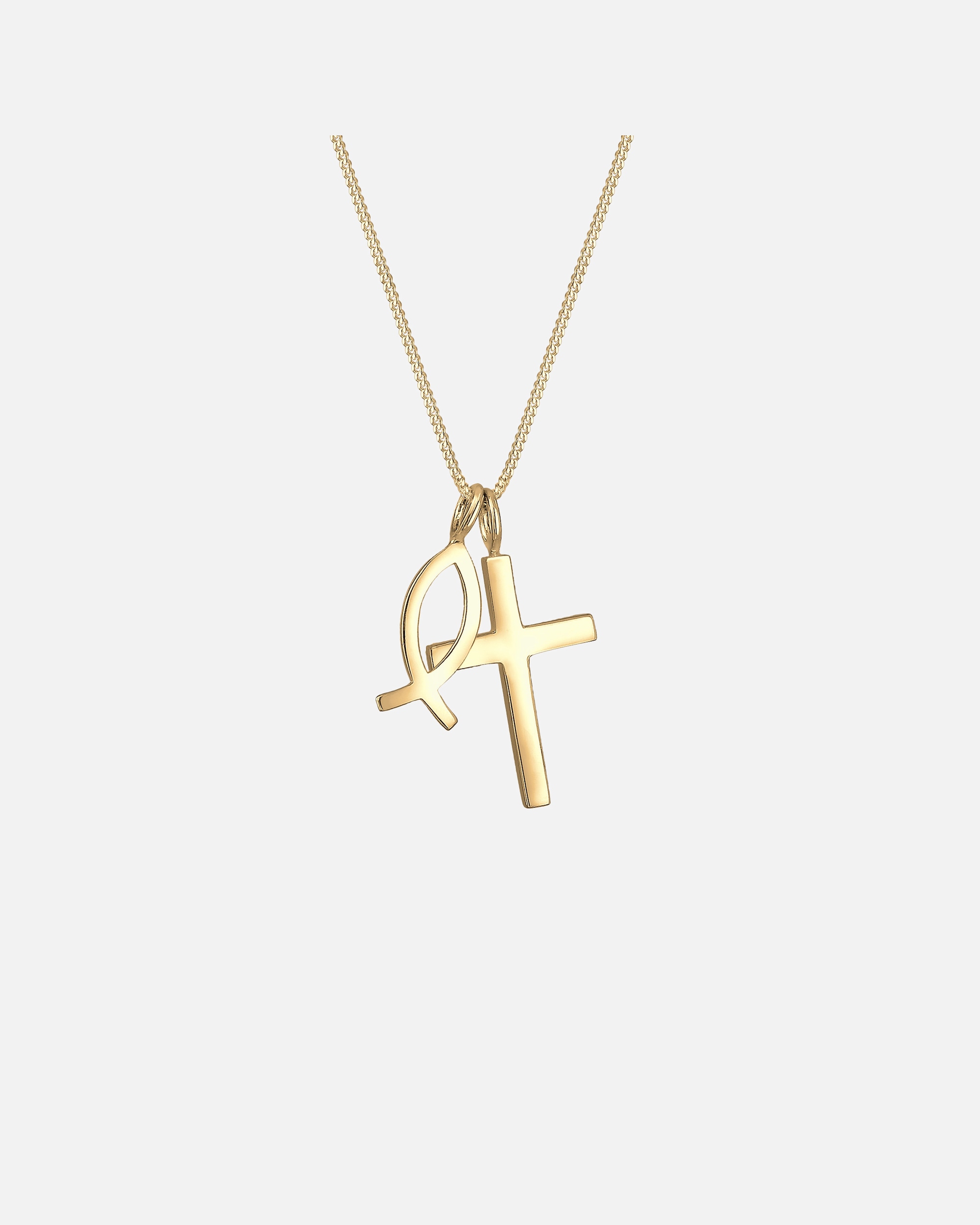 Naszyjnik dla Kobieta Elli Damski wisiorek Krzyż Rybka wykonany z srebra próby 925 Sterling Silver 55