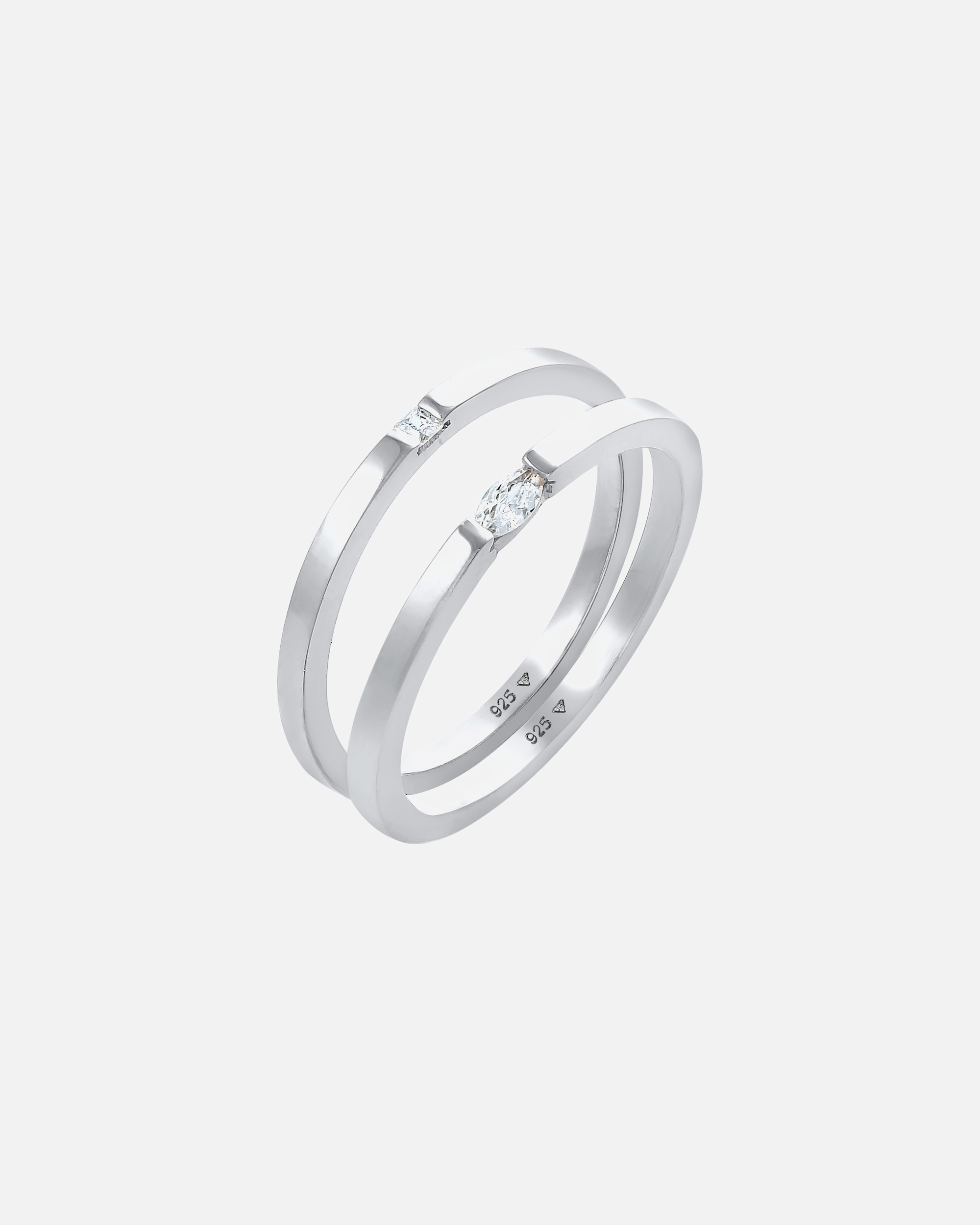 Pierścionek dla Kobieta Elli Damski zestaw Soliter markiza z kryształami cyrkonii pozłacane srebro 925 Sterling Silver 52