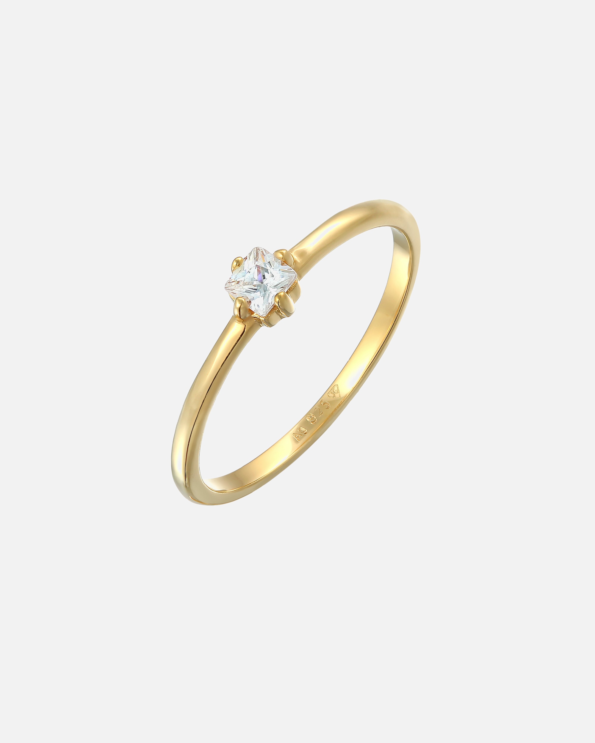 Pierścionek dla Kobieta Elli Damski pierścionek zaręczynowy Solitaire Classic z cyrkoniami w srebrze próby 925 Sterling Silver, pozłacany 54