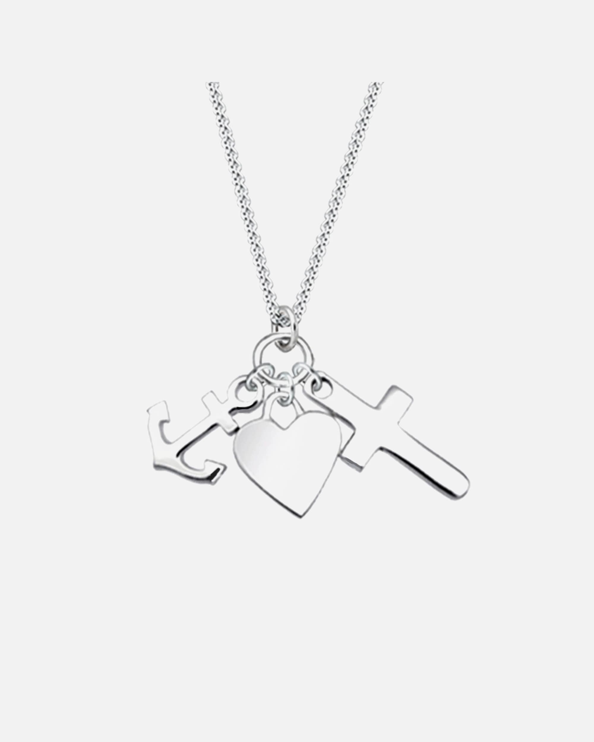 Naszyjnik dla Kobieta Elli Damski Krzyż Serce Kotwica Wisiorek Nowoczesny w srebrze 925 Sterling Silver 45
