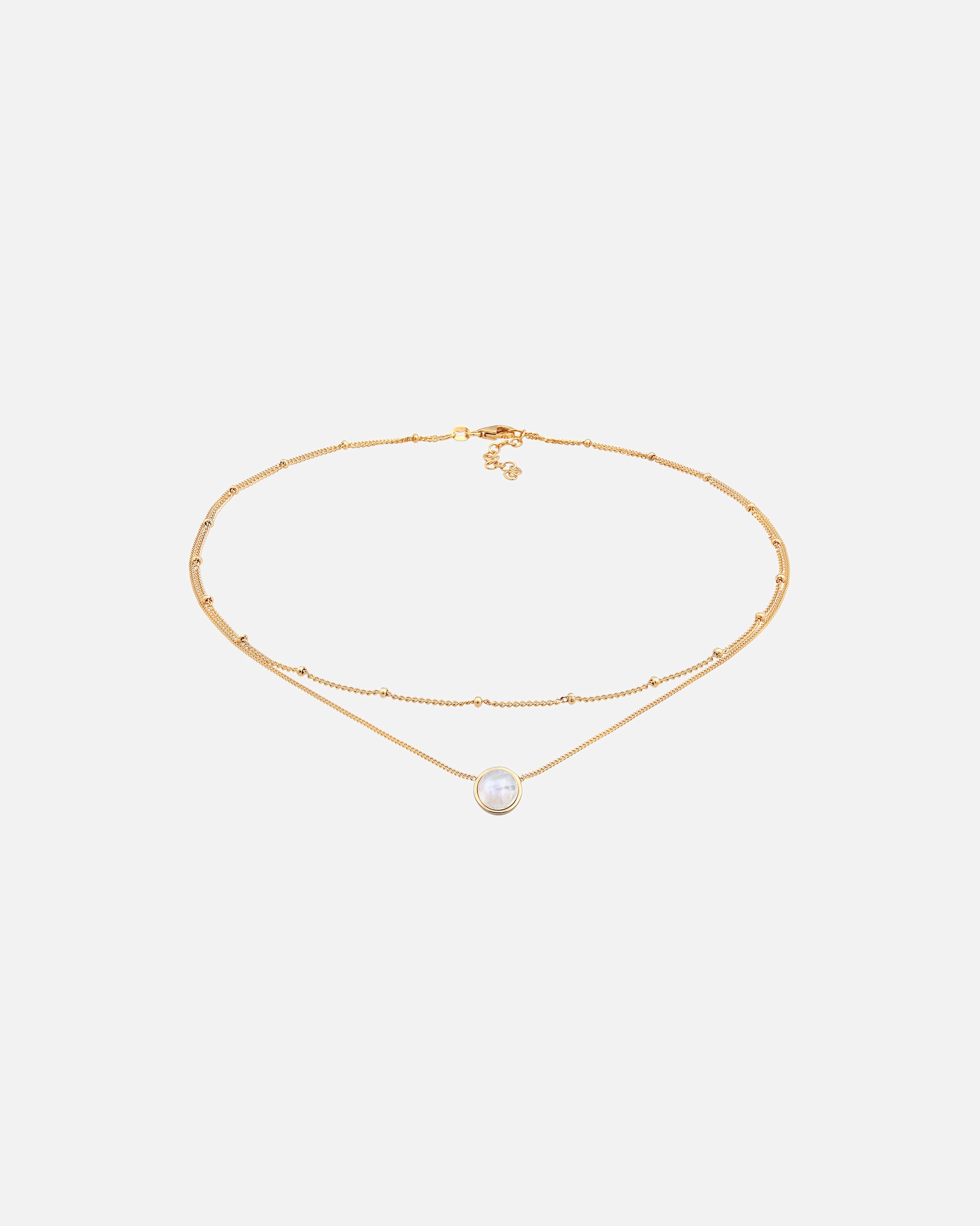Naszyjnik dla Kobieta Damski naszyjnik Choker Basic warstwowy z kamieniem księżycowym w srebrze próby 925 Sterling Silver goldfarben