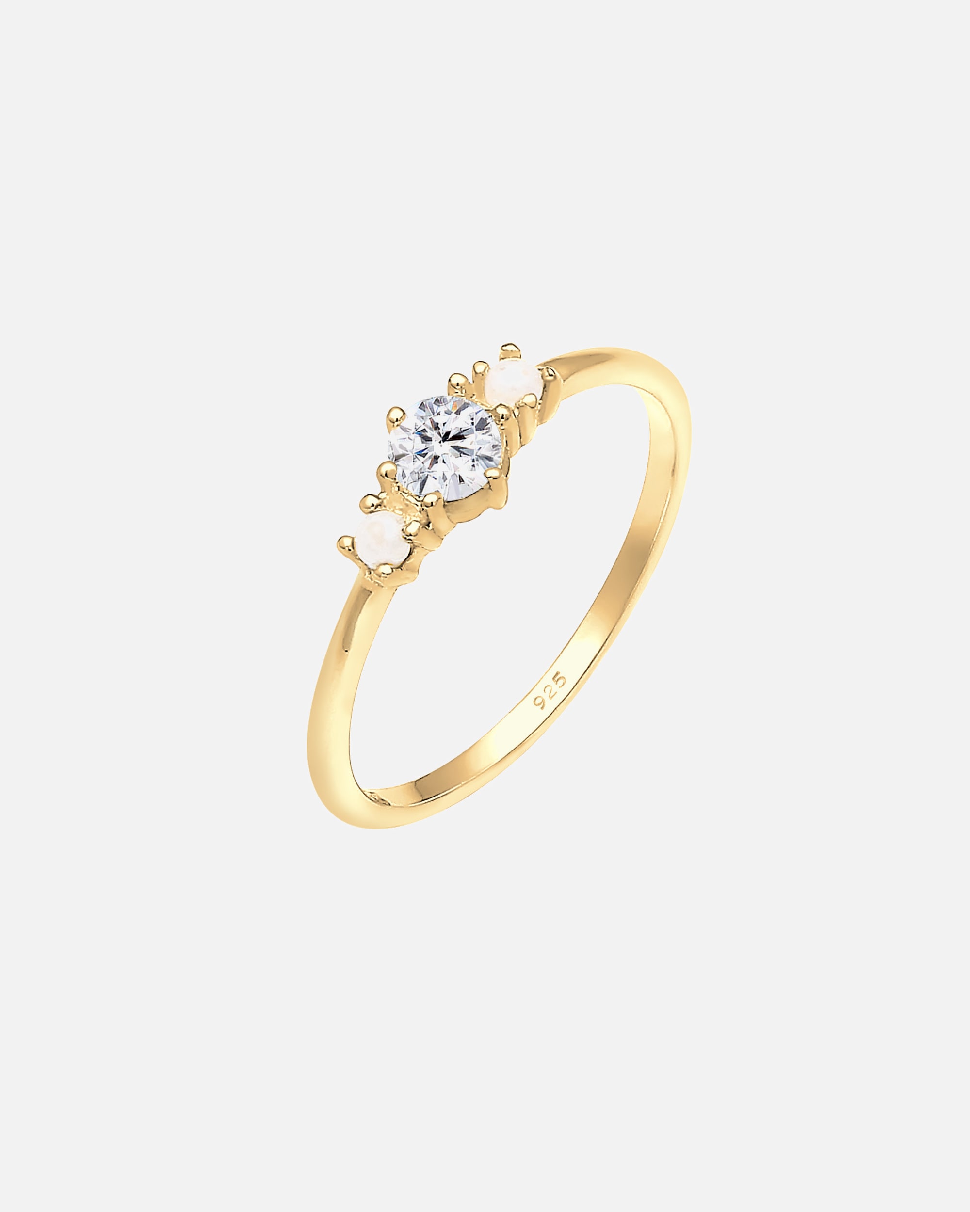 Pierścionek dla Kobieta Elli Damski koralik bandujący z kryształem ze srebra próby 925 52