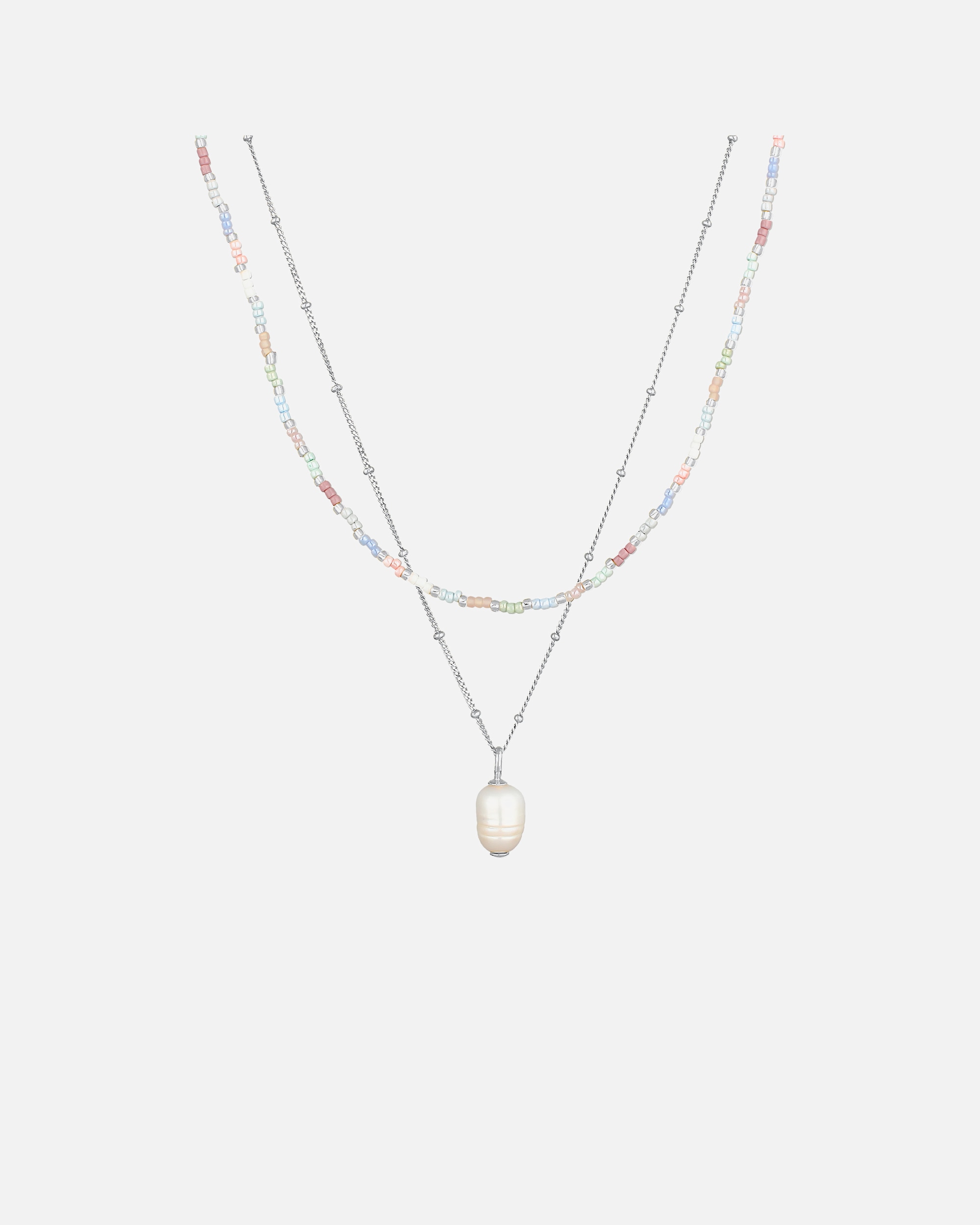 Naszyjnik dla Kobieta Elli Damskie koraliki Barok warstwowy z perłą hodowlana słodkowodną w srebrze próby 925 Sterling Silver silberfarben